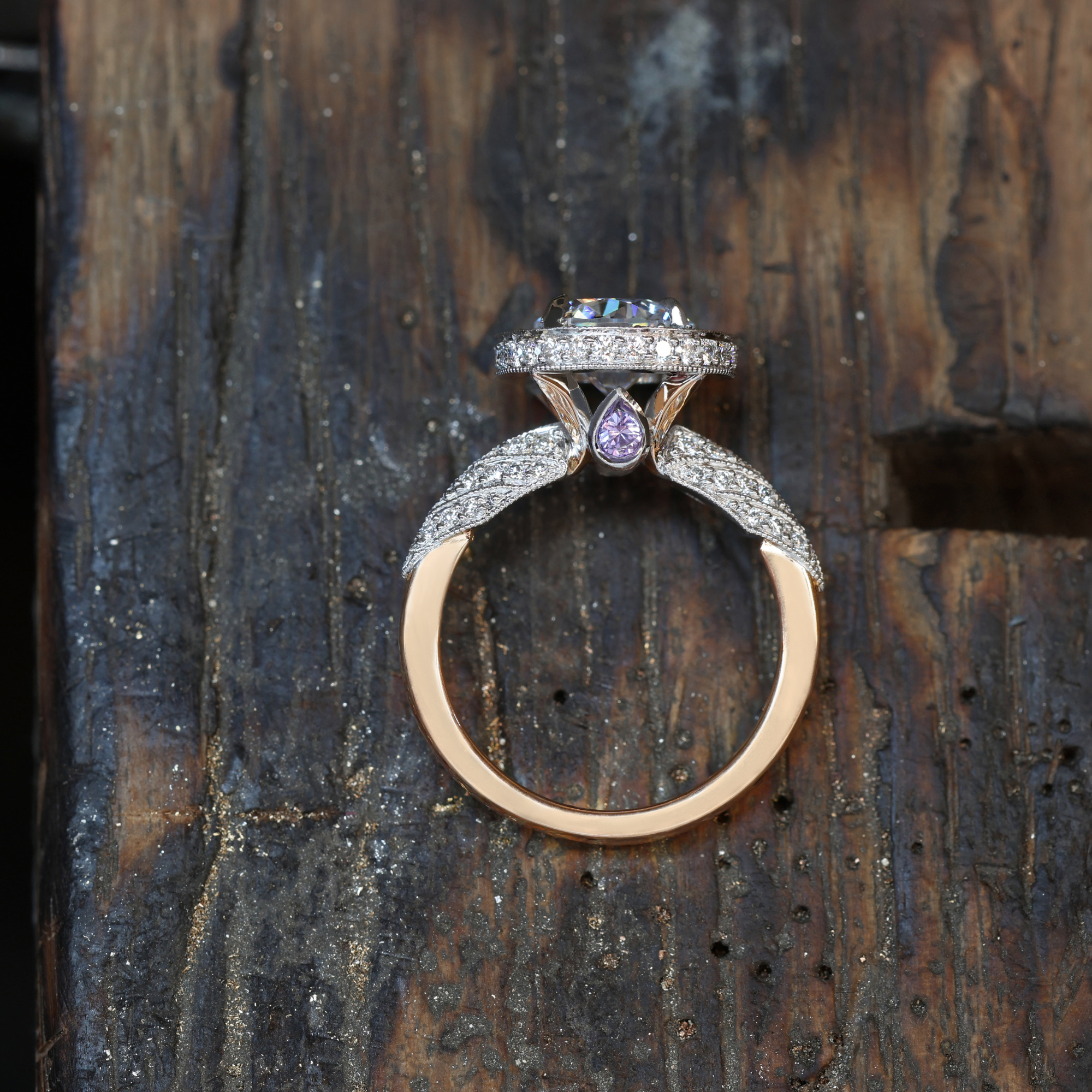 Unconditionally Yours Claw-Set Round Brilliant Cut Diamond & Halo with Diamond Shoulders Engagement Ring