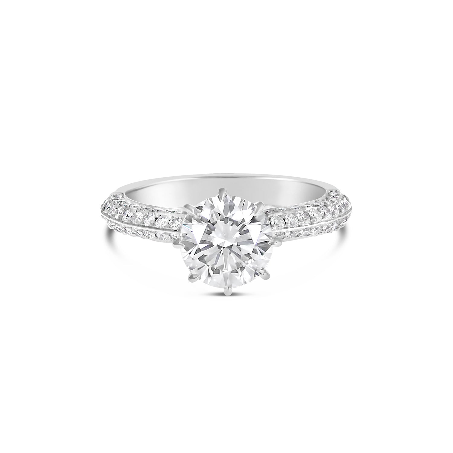 Round Brilliant Cut Diamond Pavé-Set white gold Engagement Ring