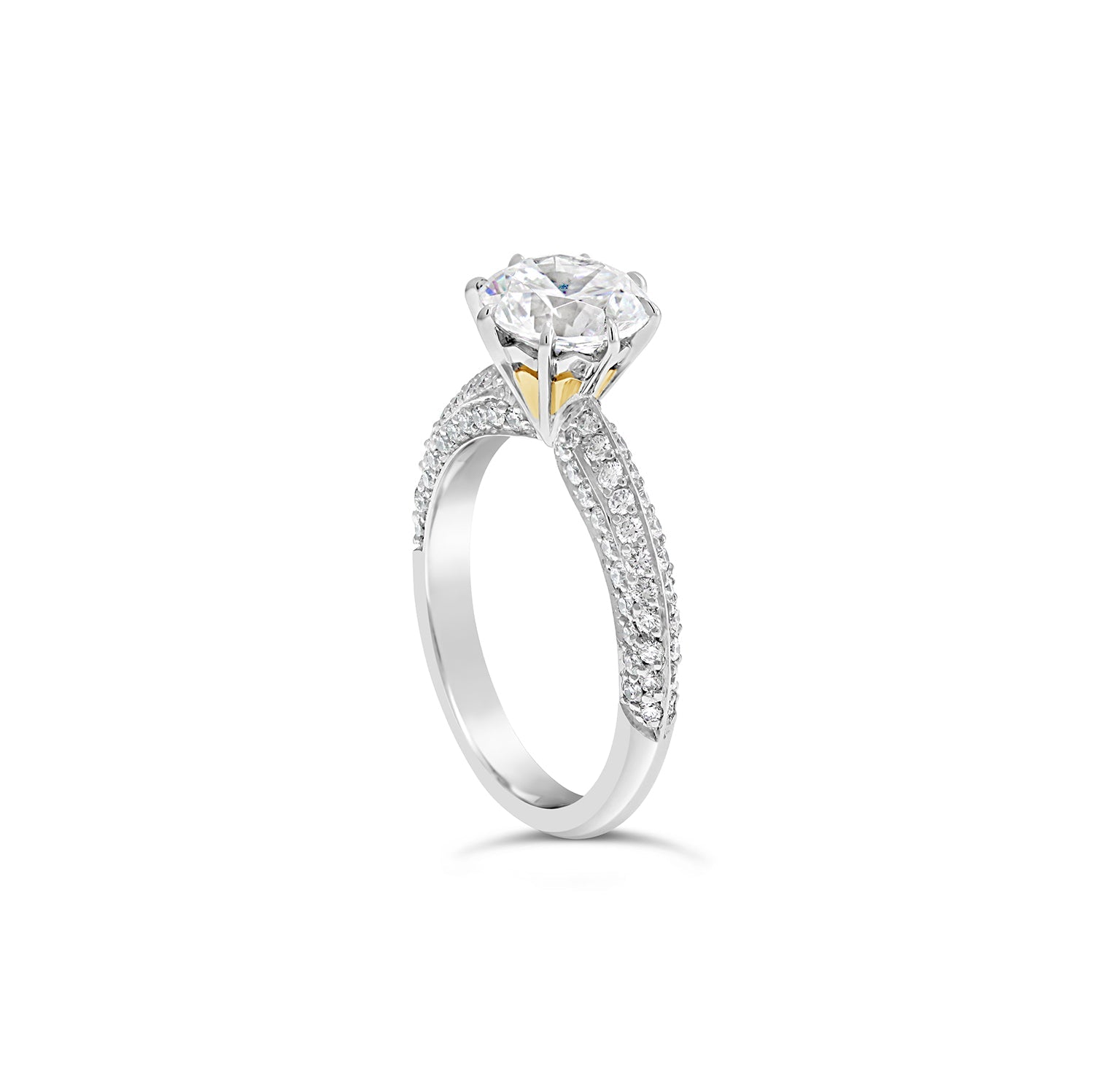 Round Brilliant Cut Diamond Pavé-Set white gold Engagement Ring