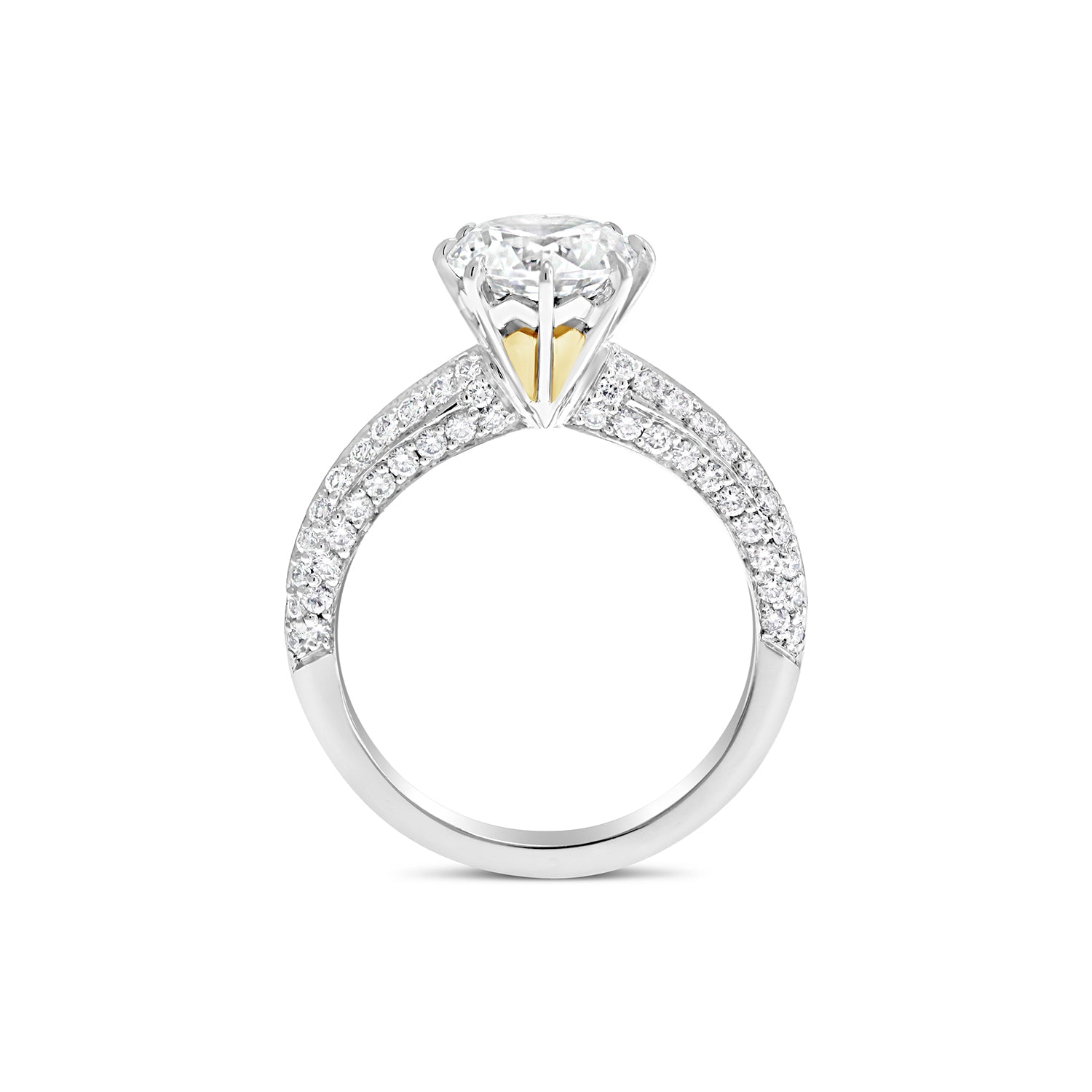 Round Brilliant Cut Diamond Pavé-Set white gold Engagement Ring