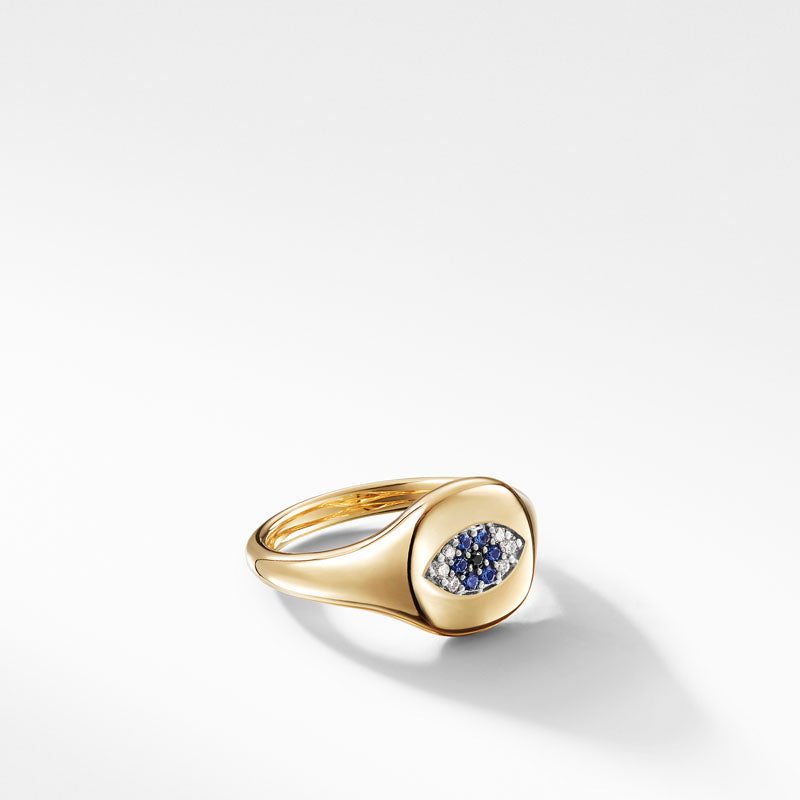 Cable Collectibles Evil Eye Mini Pinky Ring in 18K Gold with Diamonds -5