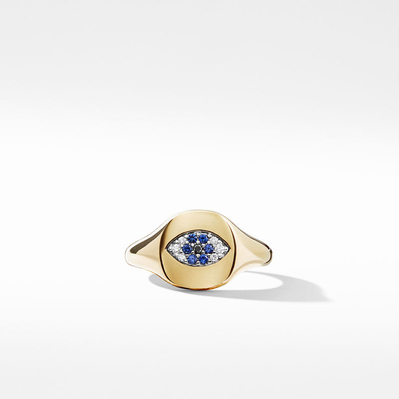 Cable Collectibles Evil Eye Mini Pinky Ring in 18K Gold with Diamonds -5