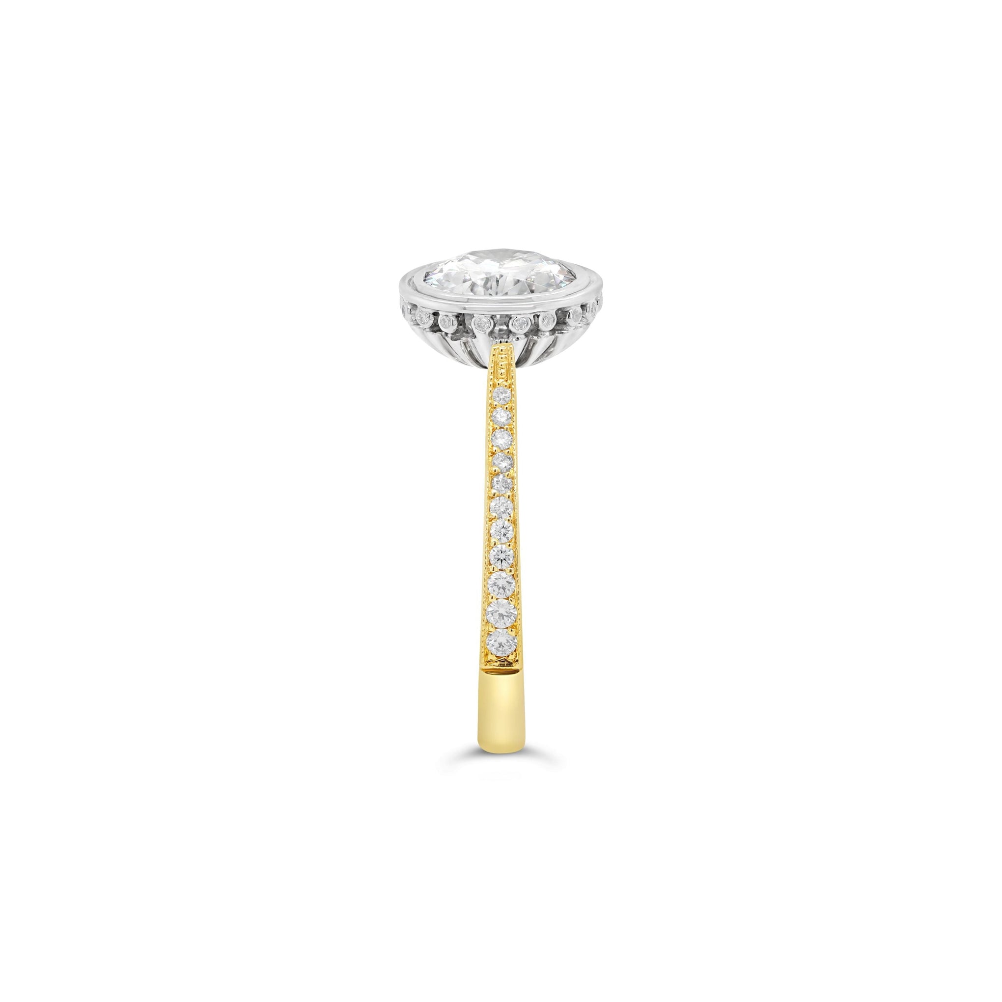 Bezel Set Oval Cut Landscape Oval Engagement Ring yellow gold