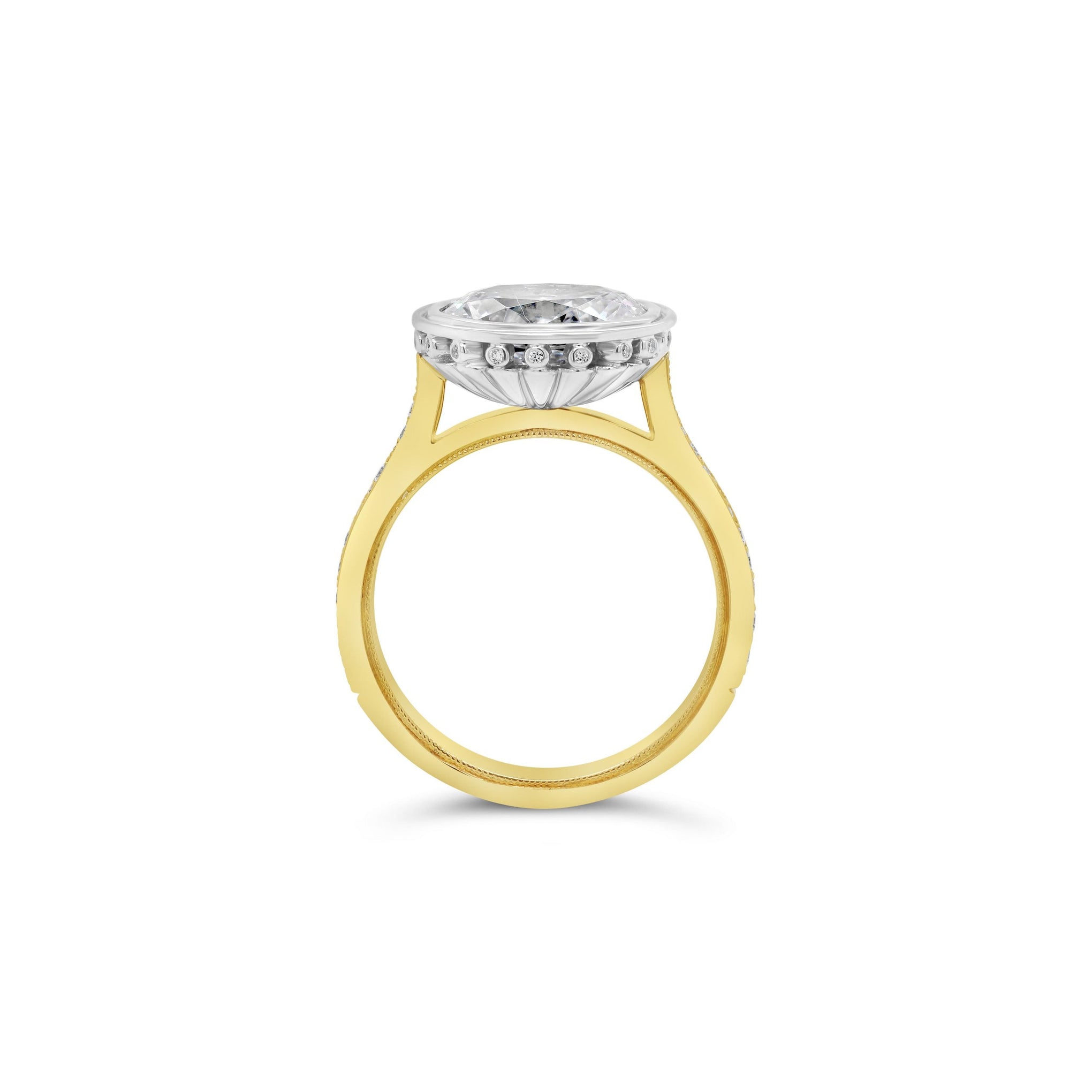 Bezel Set Oval Cut Landscape Oval Engagement Ring yellow gold