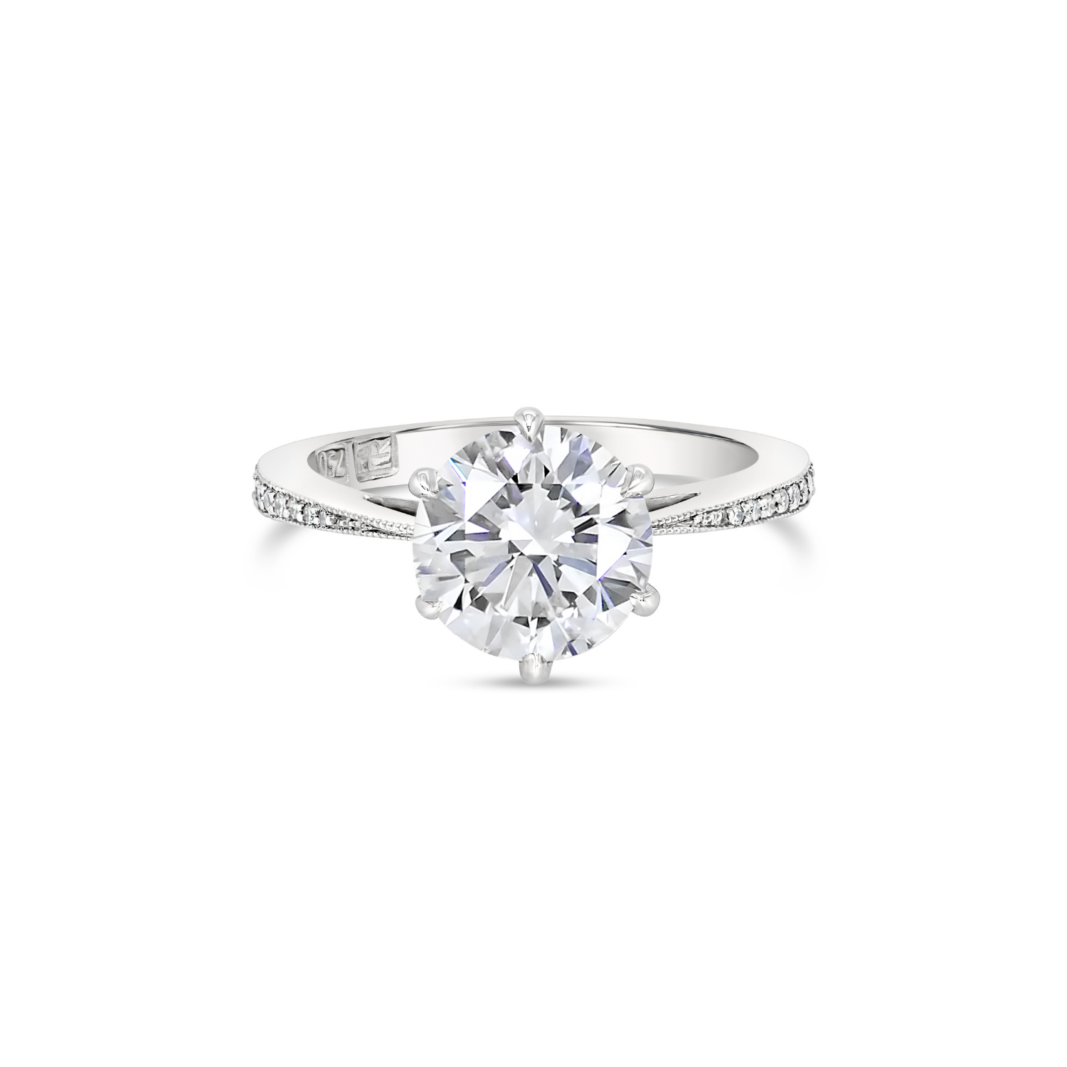 Round Brilliant Cut Solitaire Diamond & Milgrain Engagement RingRound Brilliant Cut Solitaire Diamond & Milgrain Engagement Ring