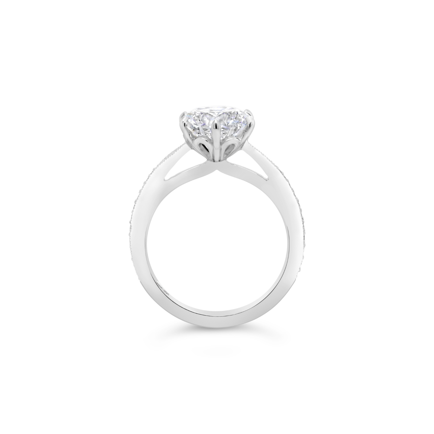 Round Brilliant Cut Solitaire Diamond & Milgrain Engagement Ring