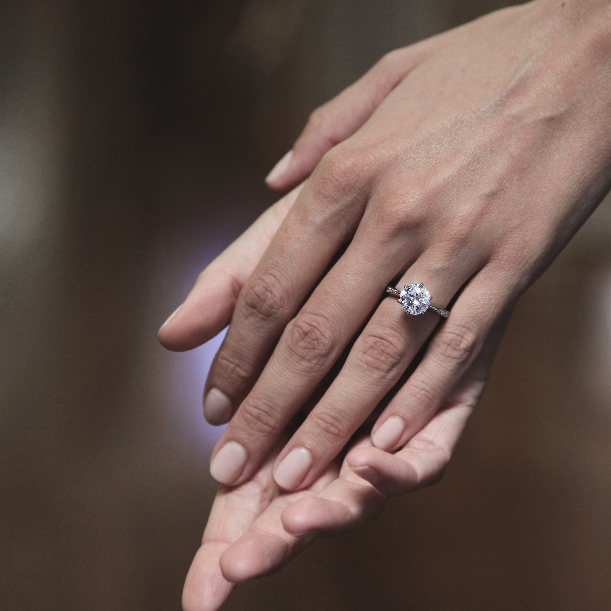 First Kiss Round Brilliant Cut Diamond & Milgrain Engagement Ring