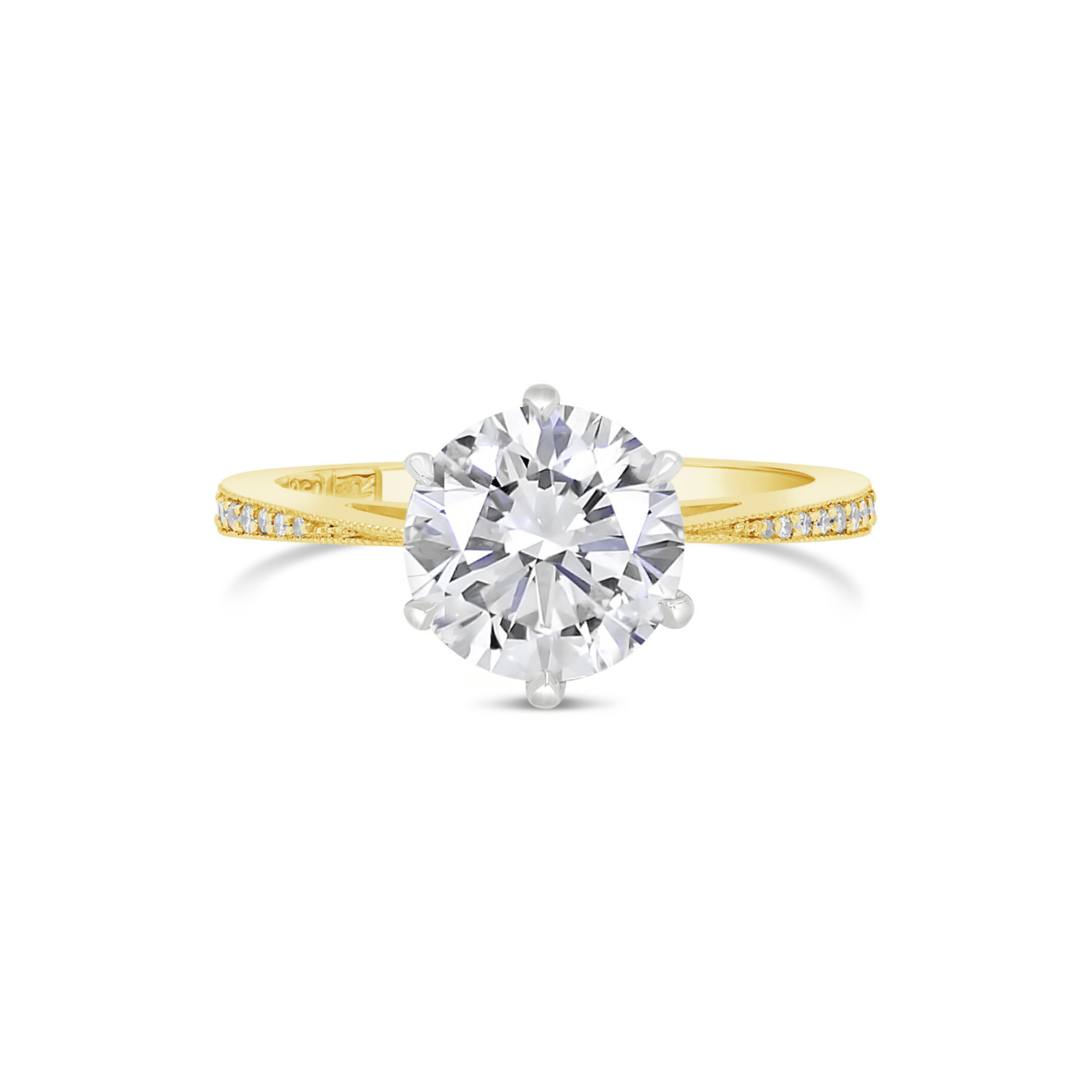 Yellow Gold Round Brilliant Cut Lab Grown Diamond Engagement Ring