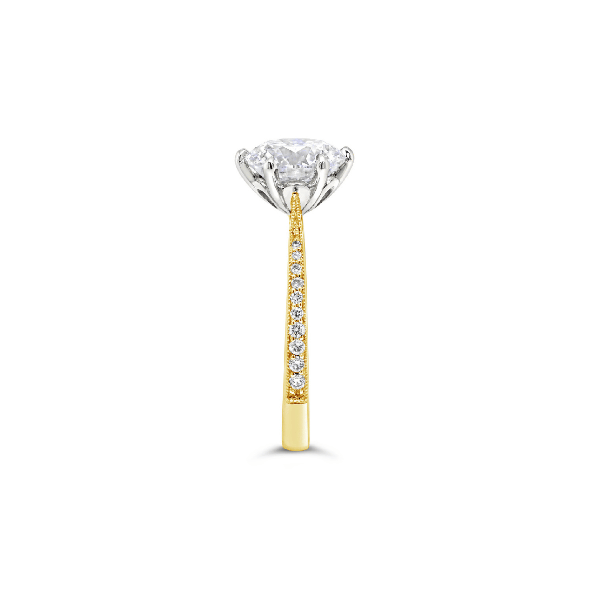 Yellow Gold Round Brilliant Cut Lab Grown Diamond Engagement Ring