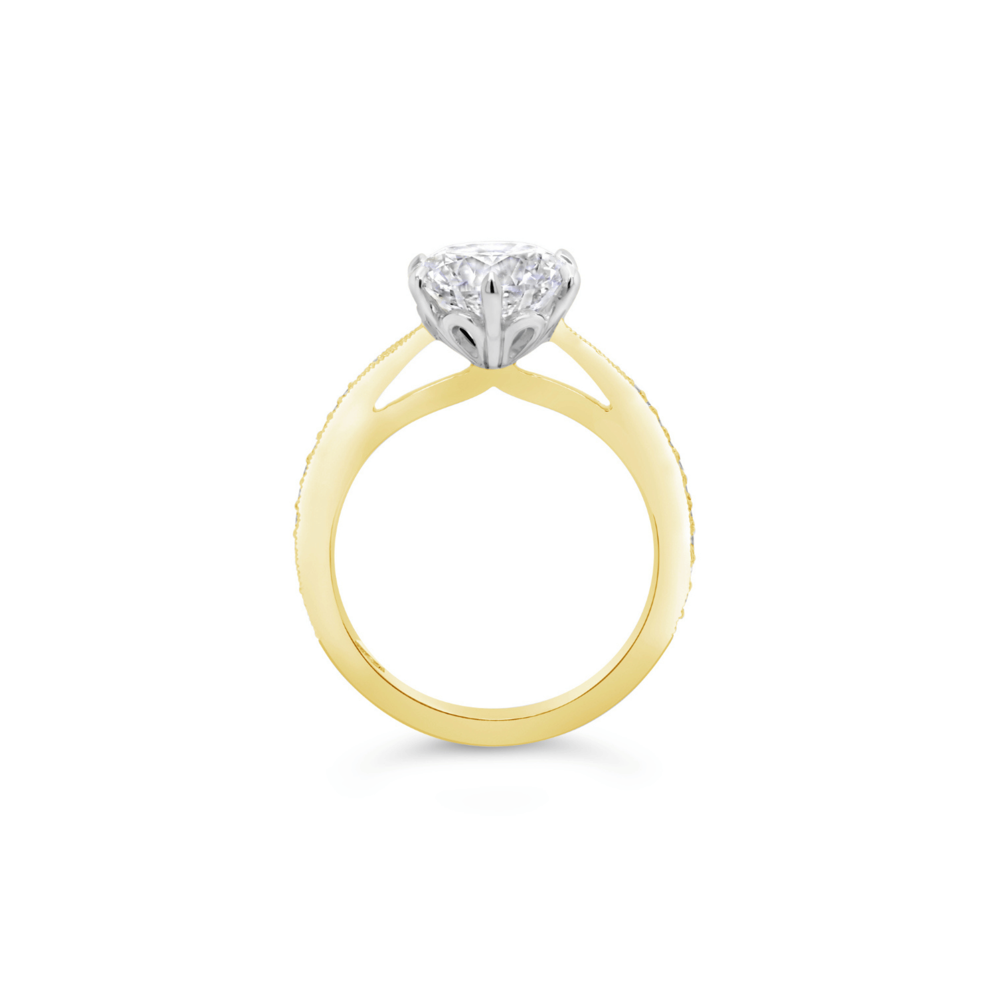 Yellow Gold Round Brilliant Cut Lab Grown Diamond Engagement Ring