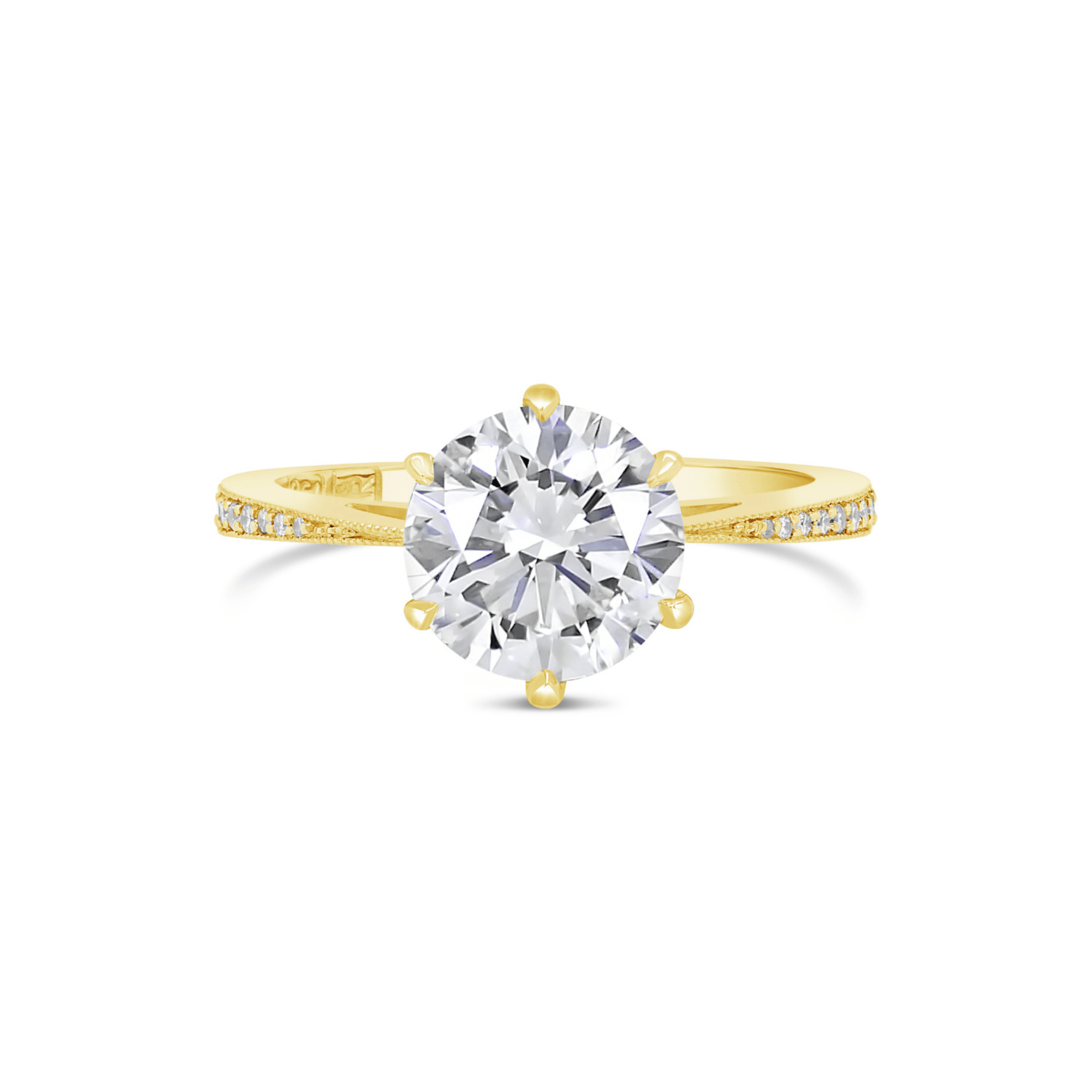 Yellow Gold Round Brilliant Cut Lab Grown Diamond Engagement Ring