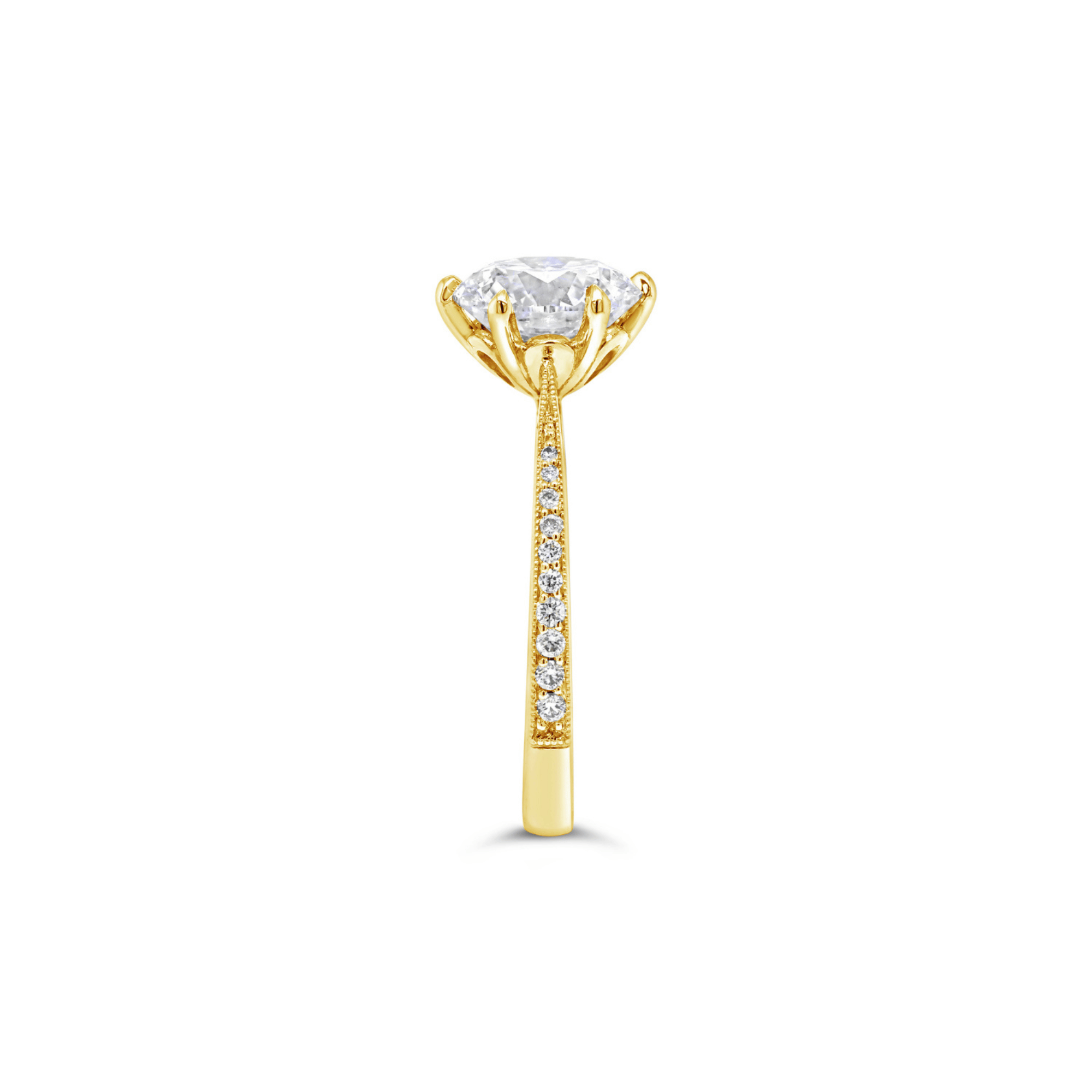 Yellow Gold Round Brilliant Cut Lab Grown Diamond Engagement Ring