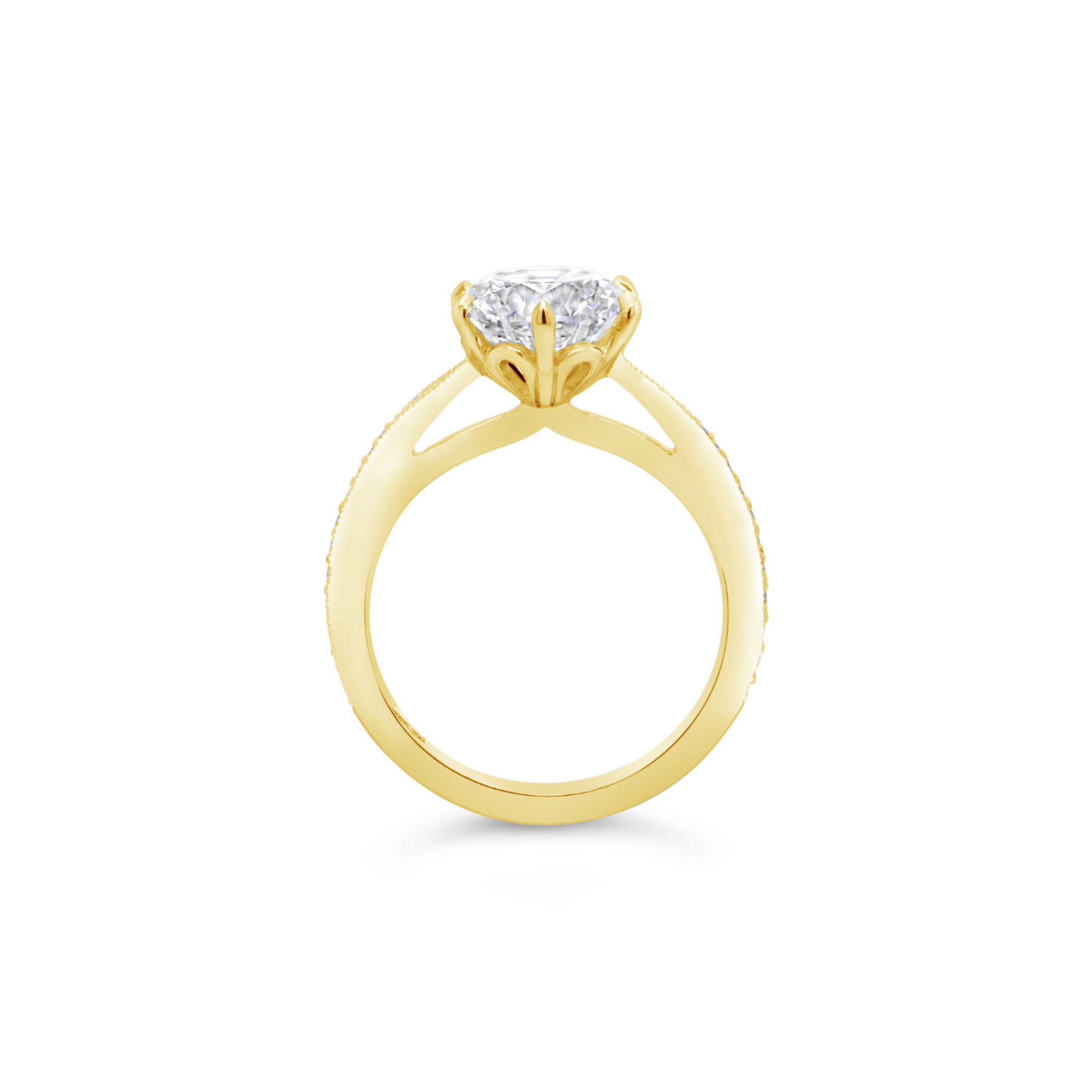 Yellow Gold Round Brilliant Cut Lab Grown Diamond Engagement Ring