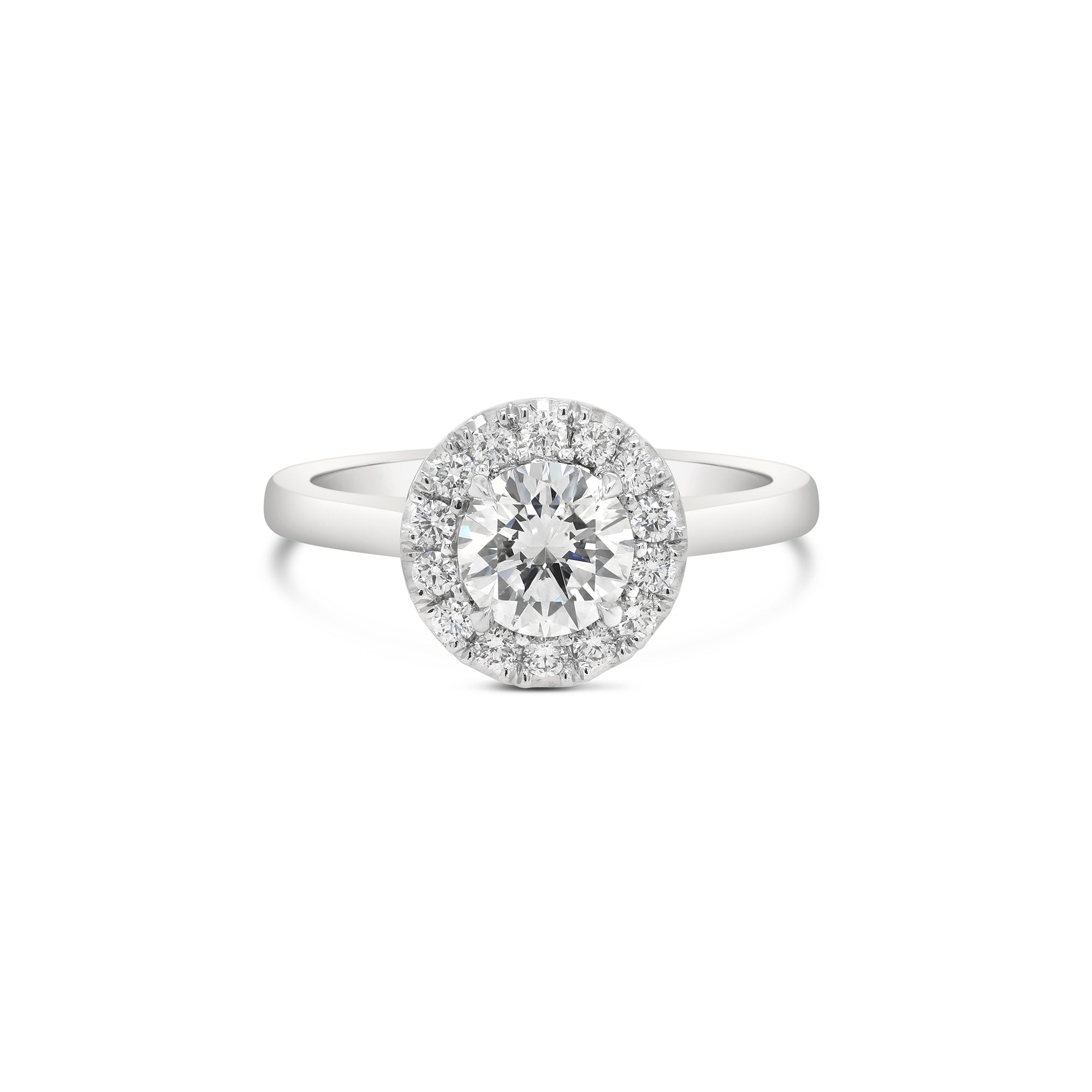 1ct Round Brilliant Cut Halo Engagement Ring White Gold