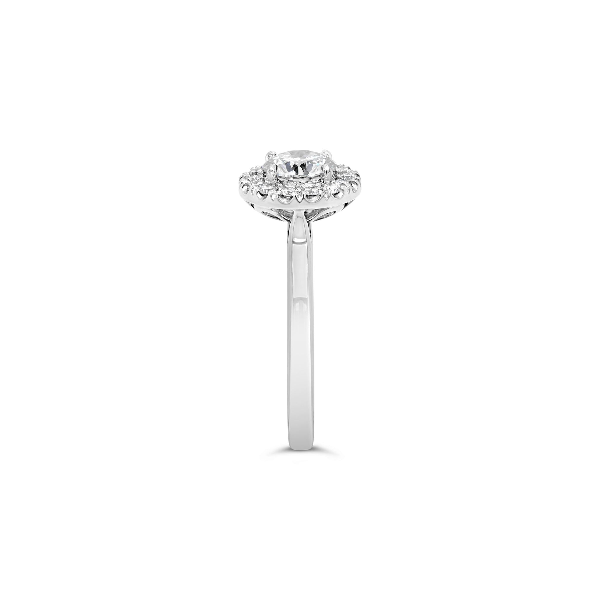 1ct Round Brilliant Cut Halo Engagement Ring White Gold
