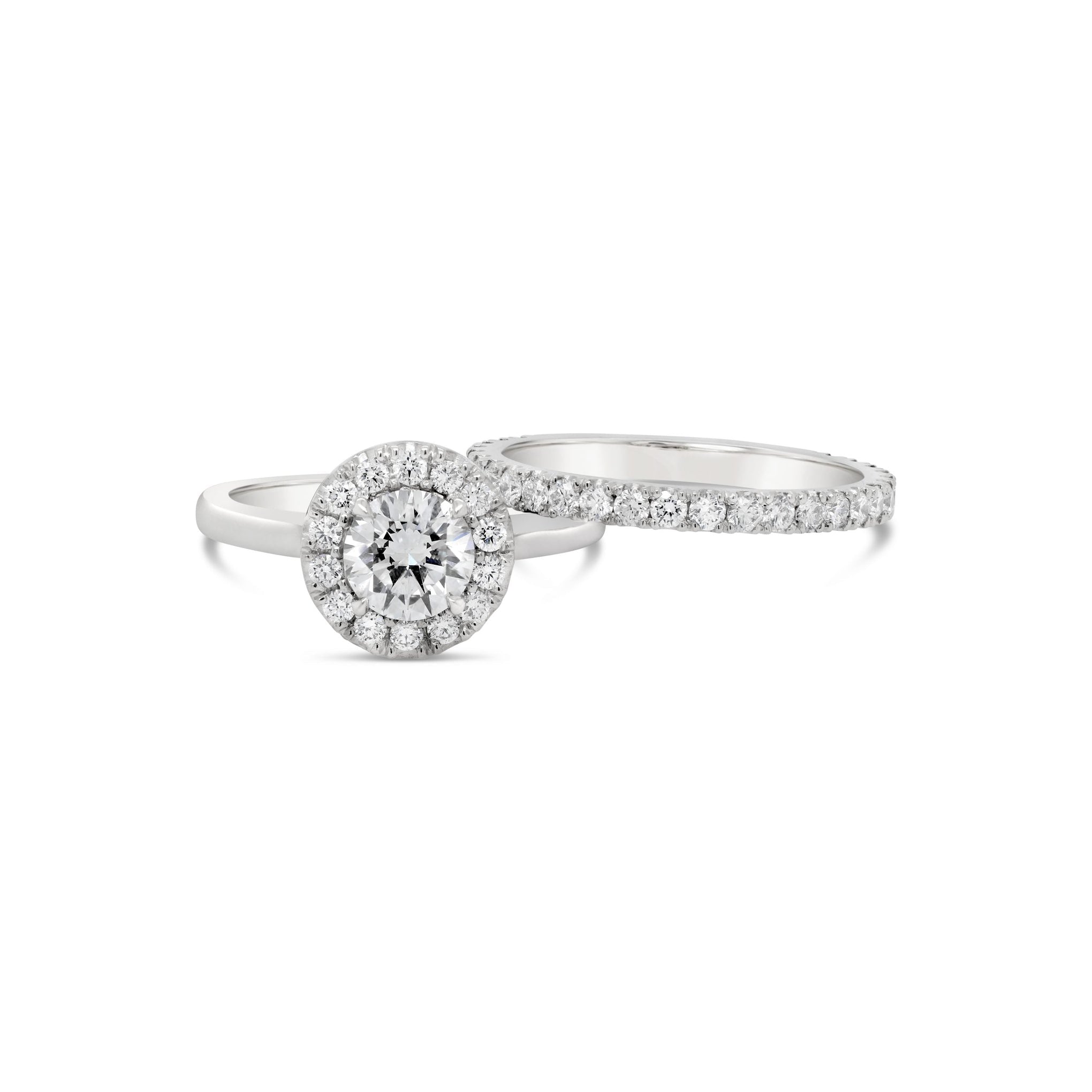 1ct Round Brilliant Cut Halo Engagement Ring White Gold