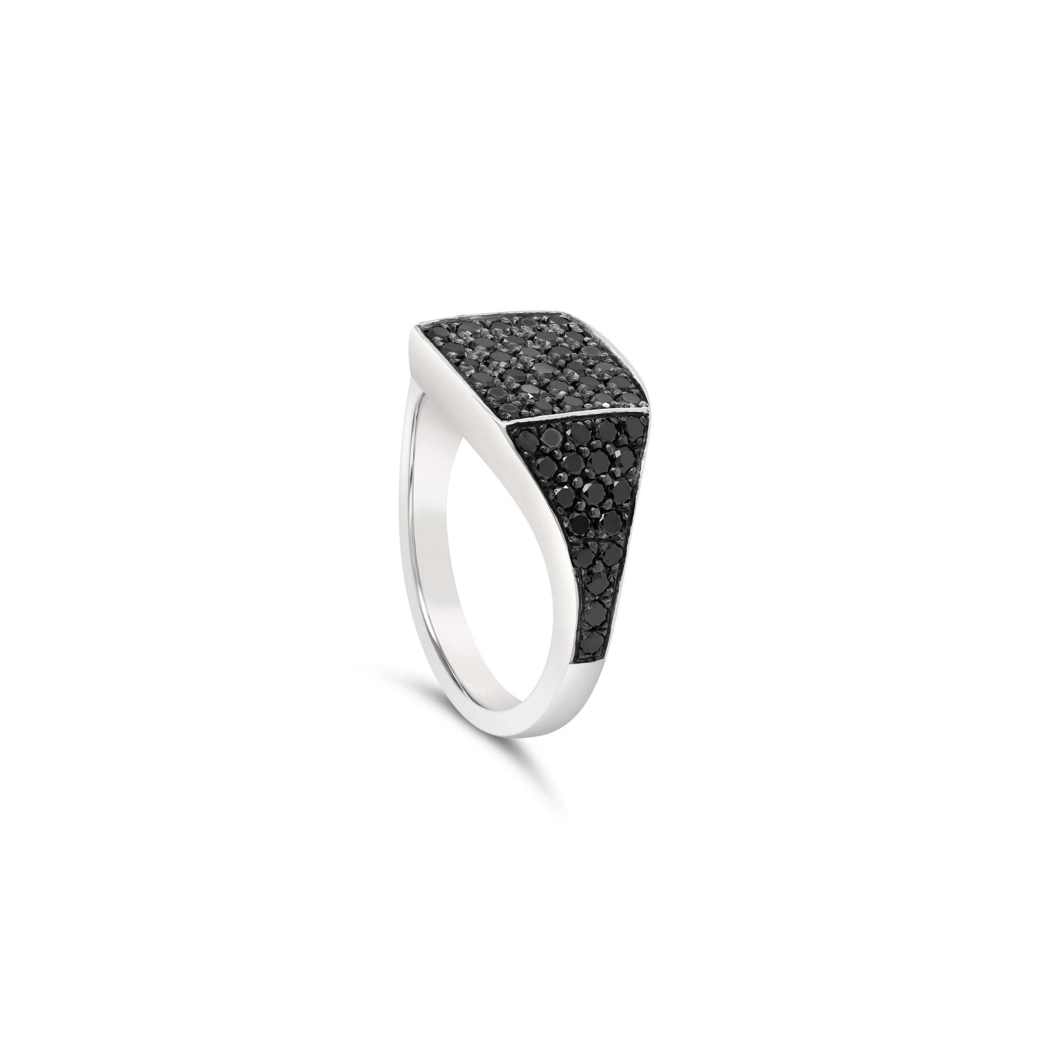 black diamond sterling silver signet ring
