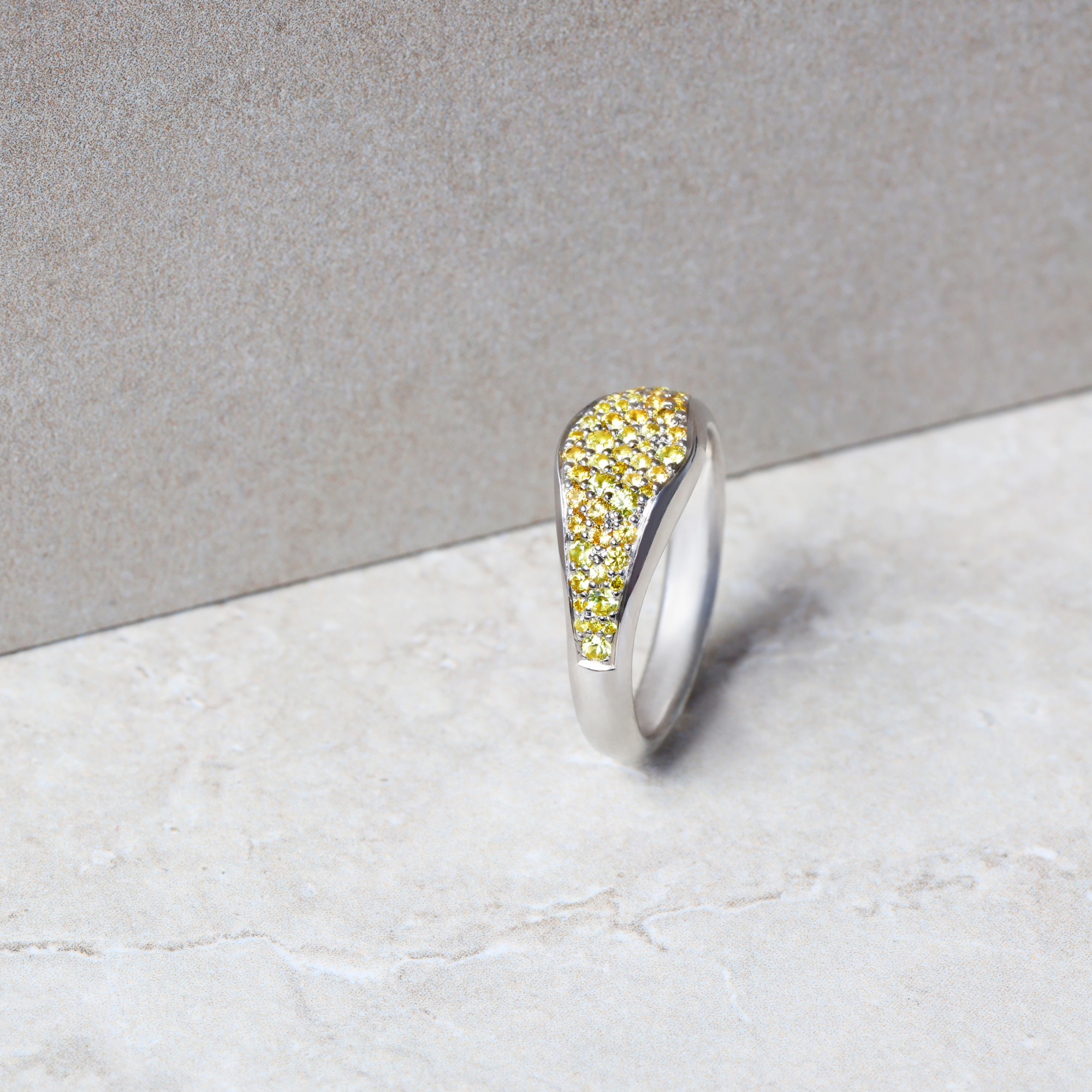 Pav Set Yellow Diamond Yellow Sapphire Signet Ring Fairfax