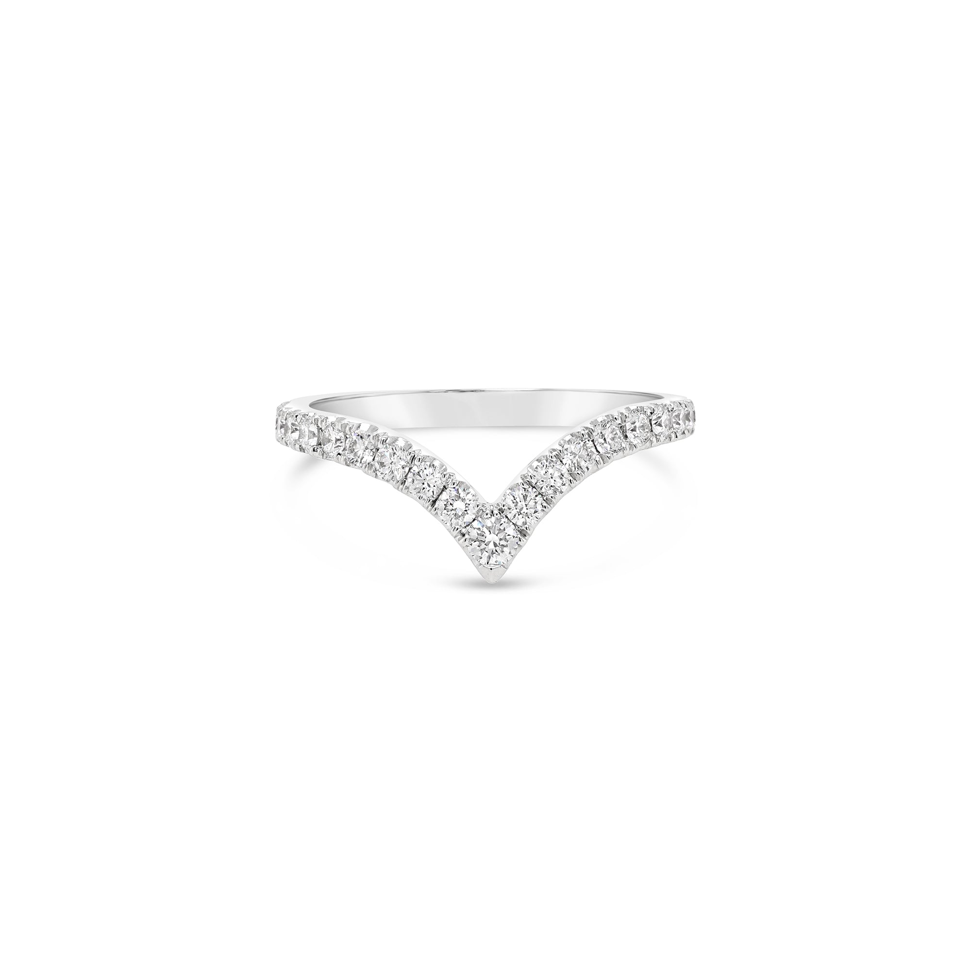 Diamond V-shaped wedding ring