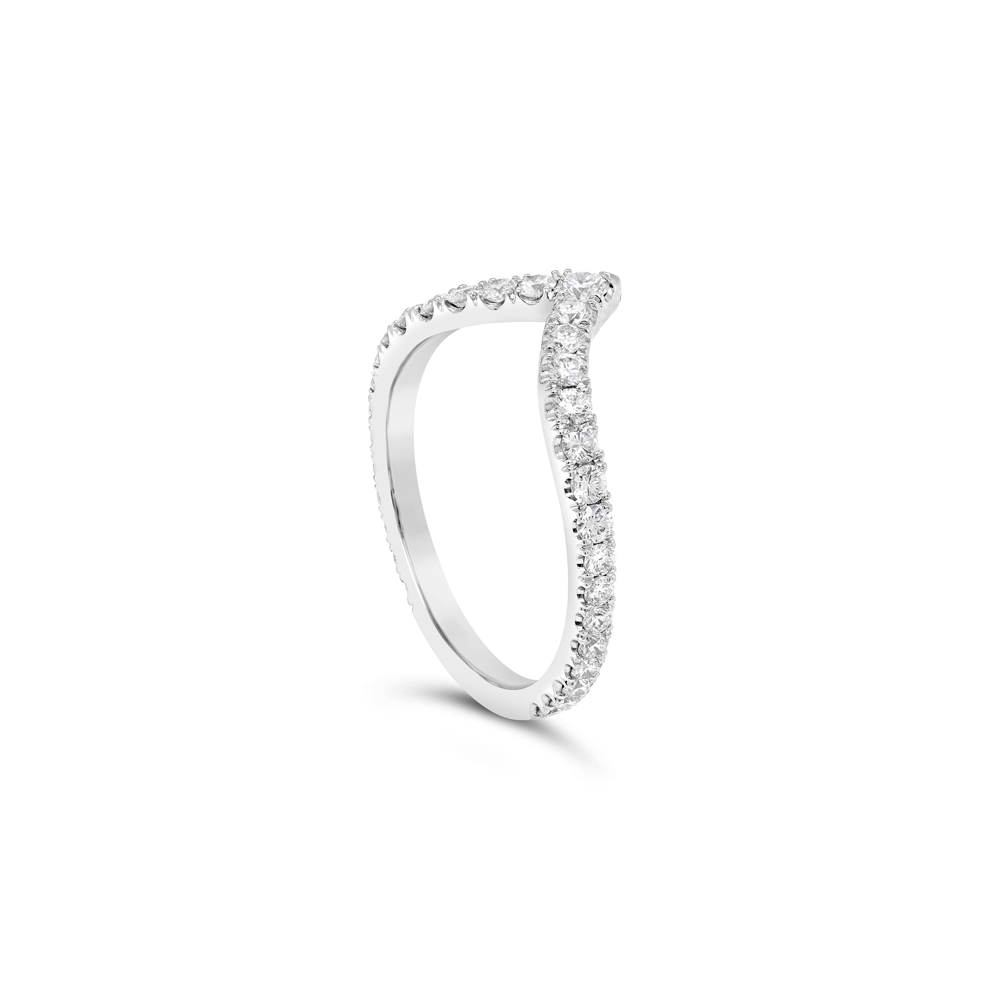 Diamond V-shaped wedding ring