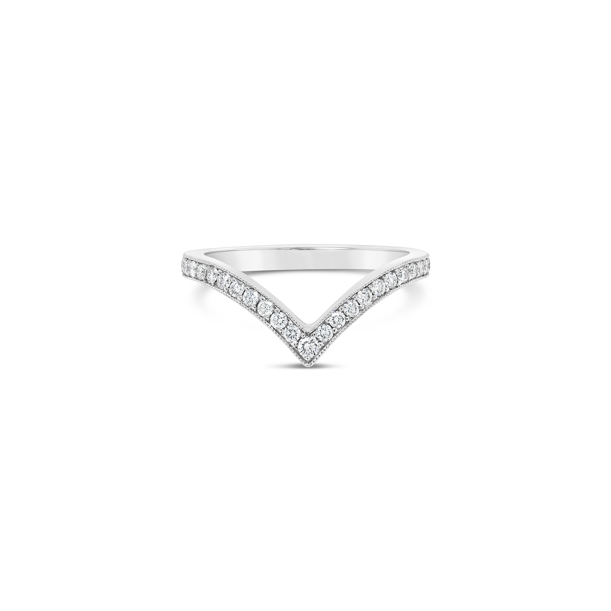 Diamond V-shaped wedding ring