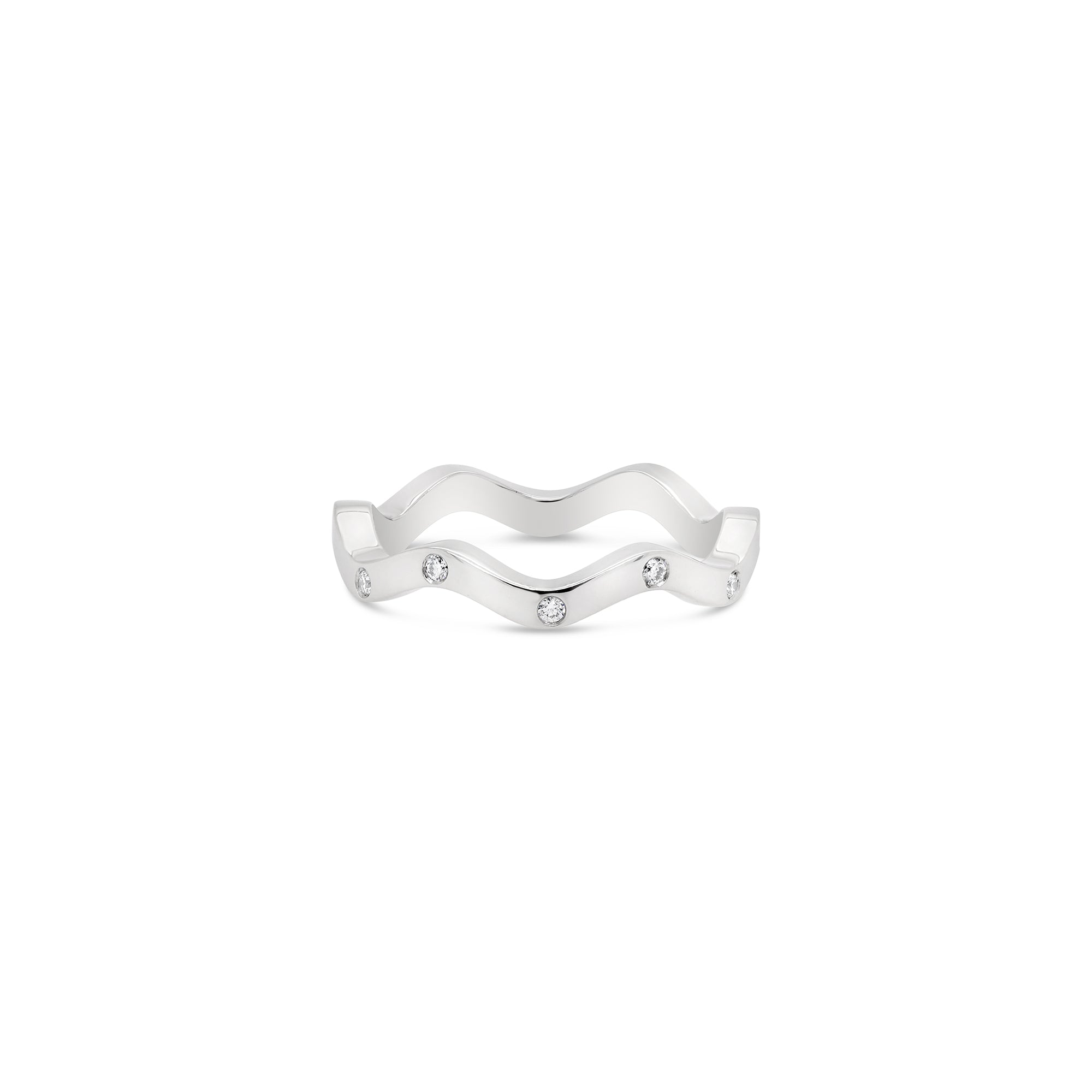 Wave Ring with Diamonds in 18ct White Gold