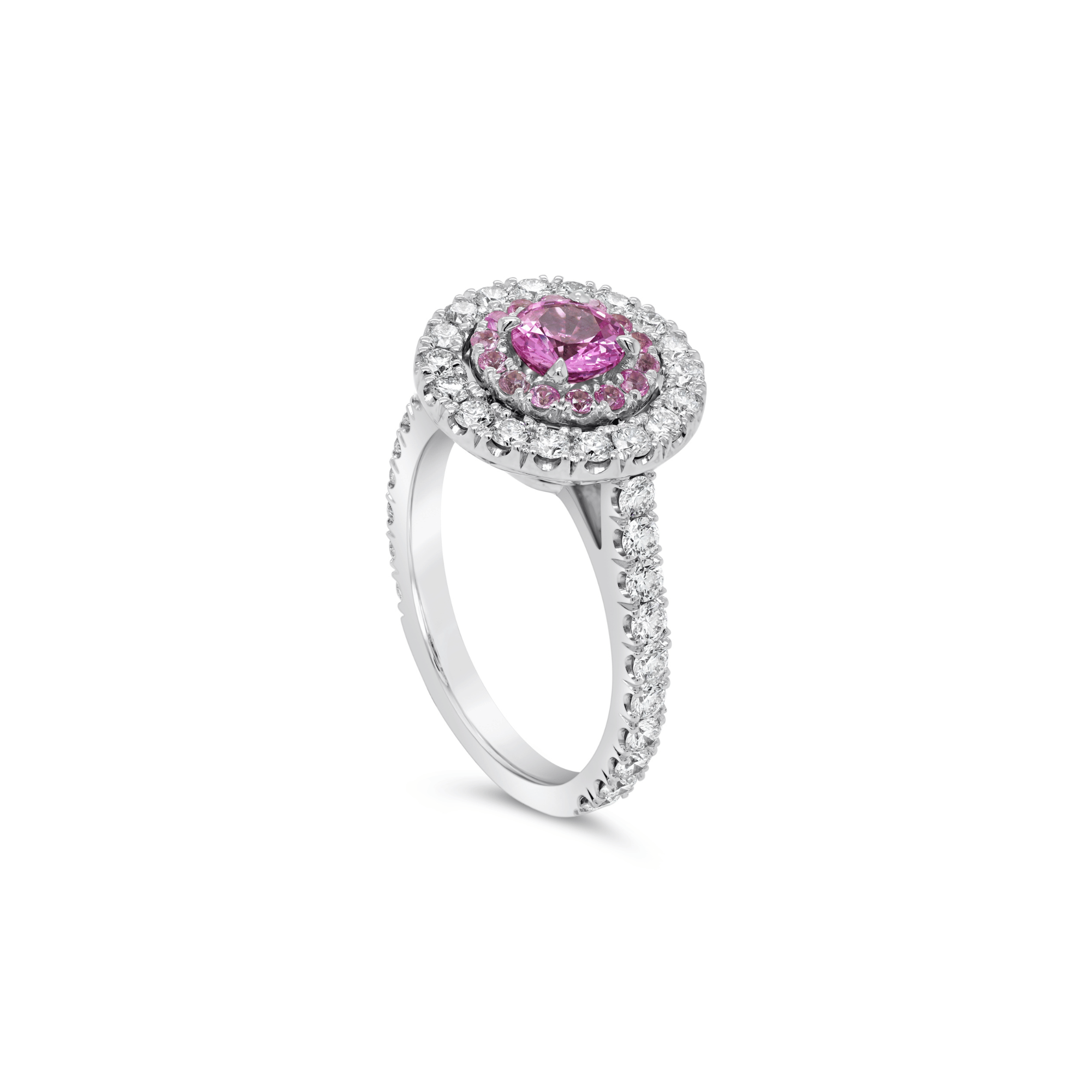 Pink Sapphire & Diamond Engagement Ring