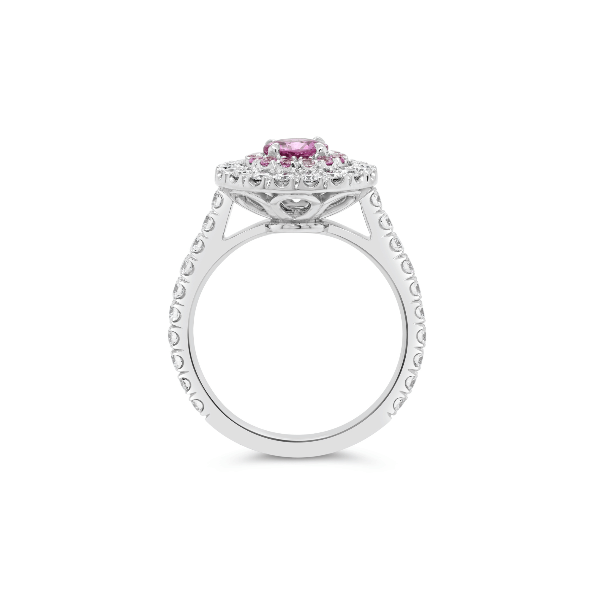 Everlasting Round Brilliant Cut Pink Sapphire Diamond Halo