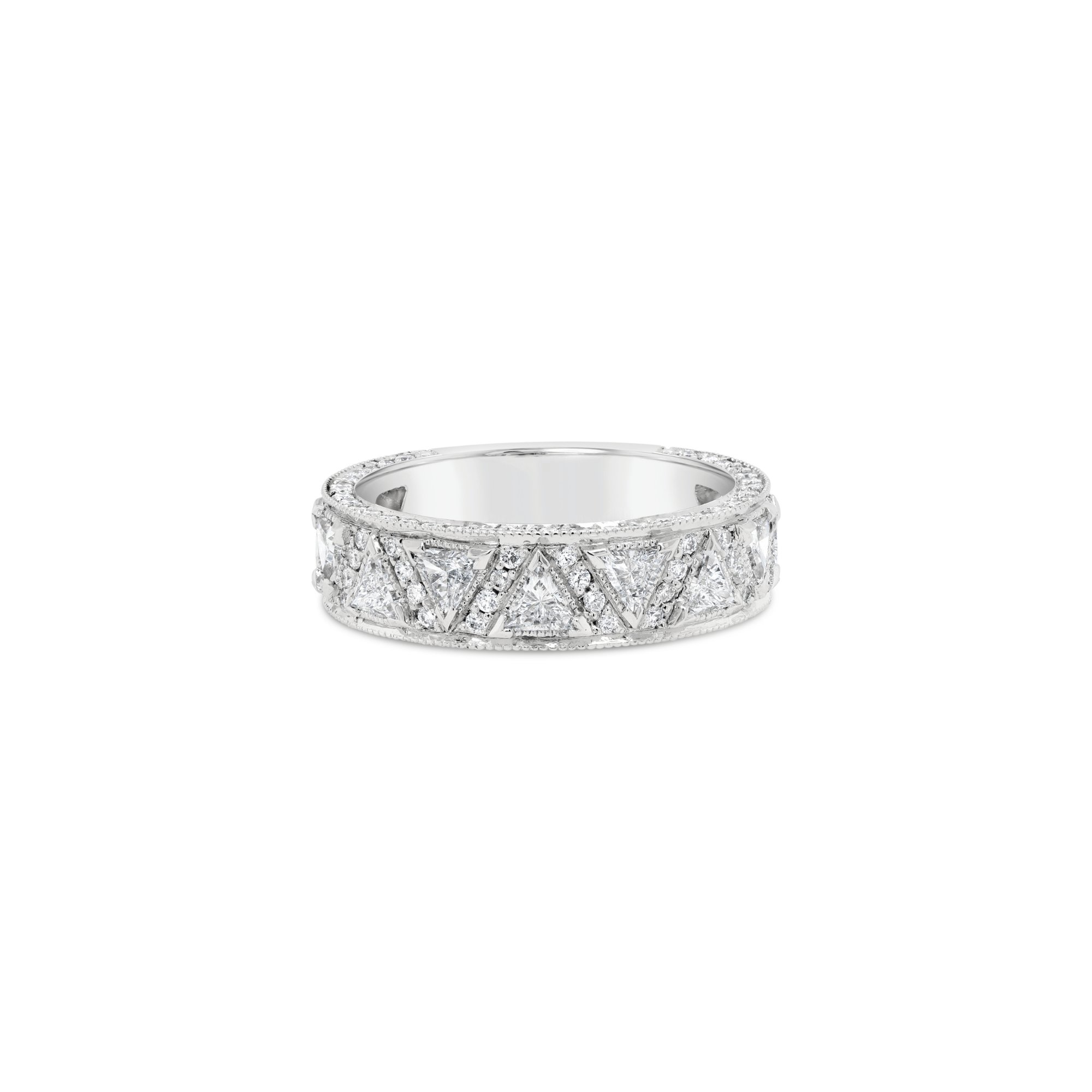 Trilliant Cut & Round Brilliant Cut Diamond Anja Ring - 18ct white gold