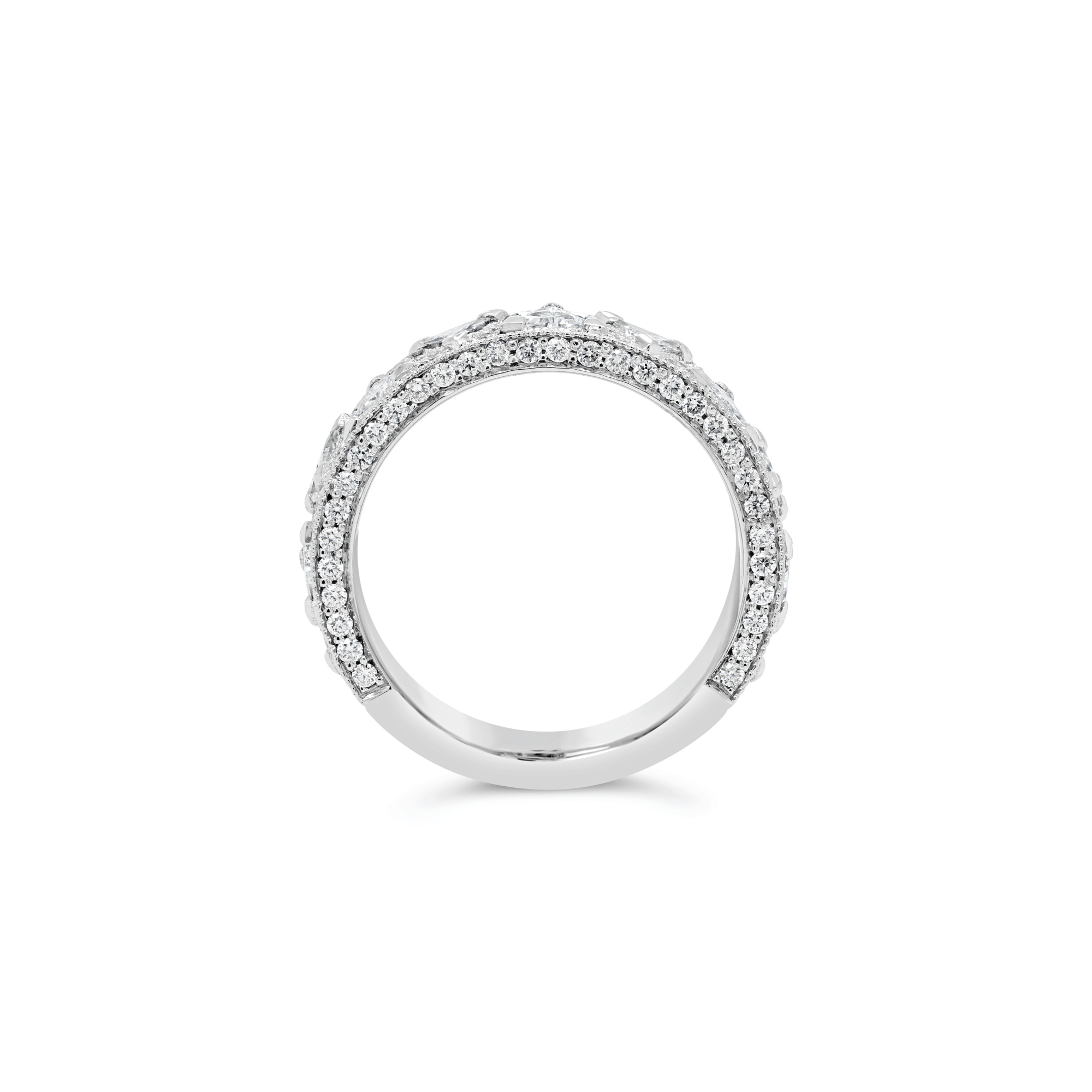Trilliant Cut & Round Brilliant Cut Diamond Anja Ring - 18ct white gold