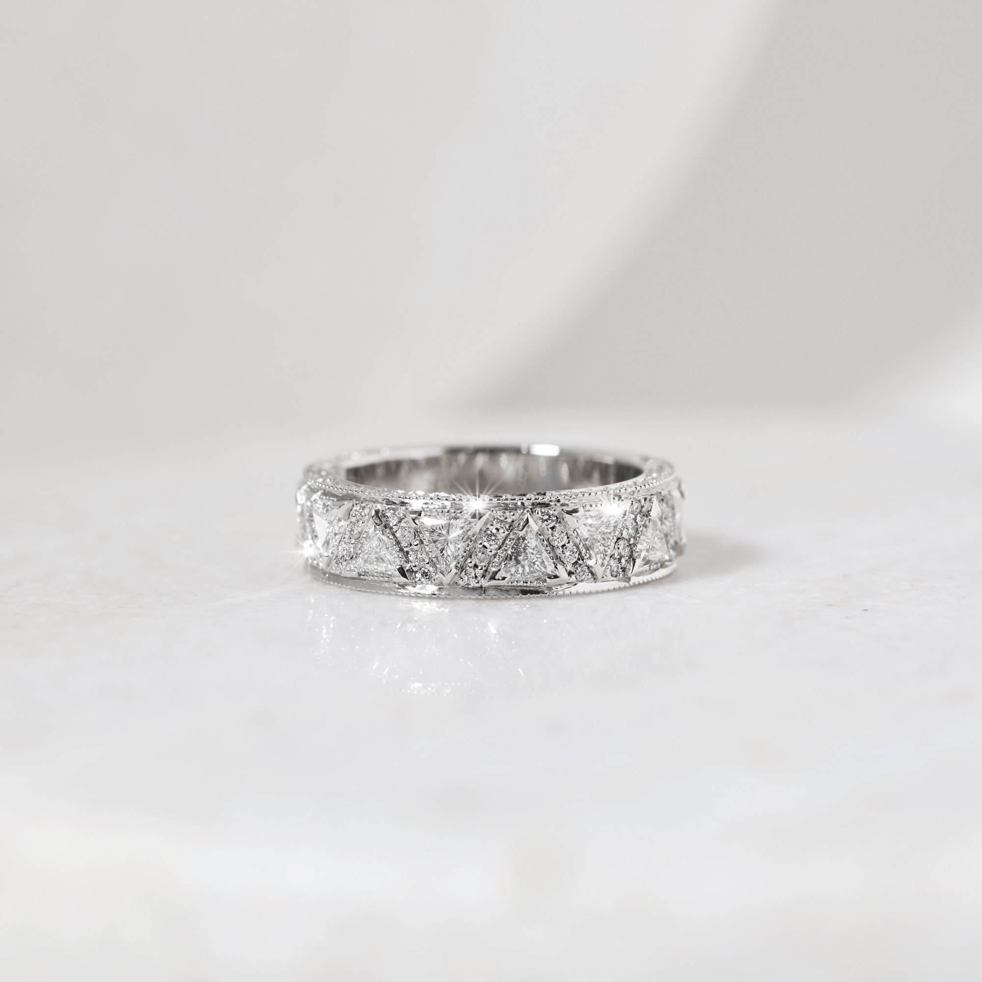 Trilliant Cut & Round Brilliant Cut Diamond Anja Ring - 18ct white gold