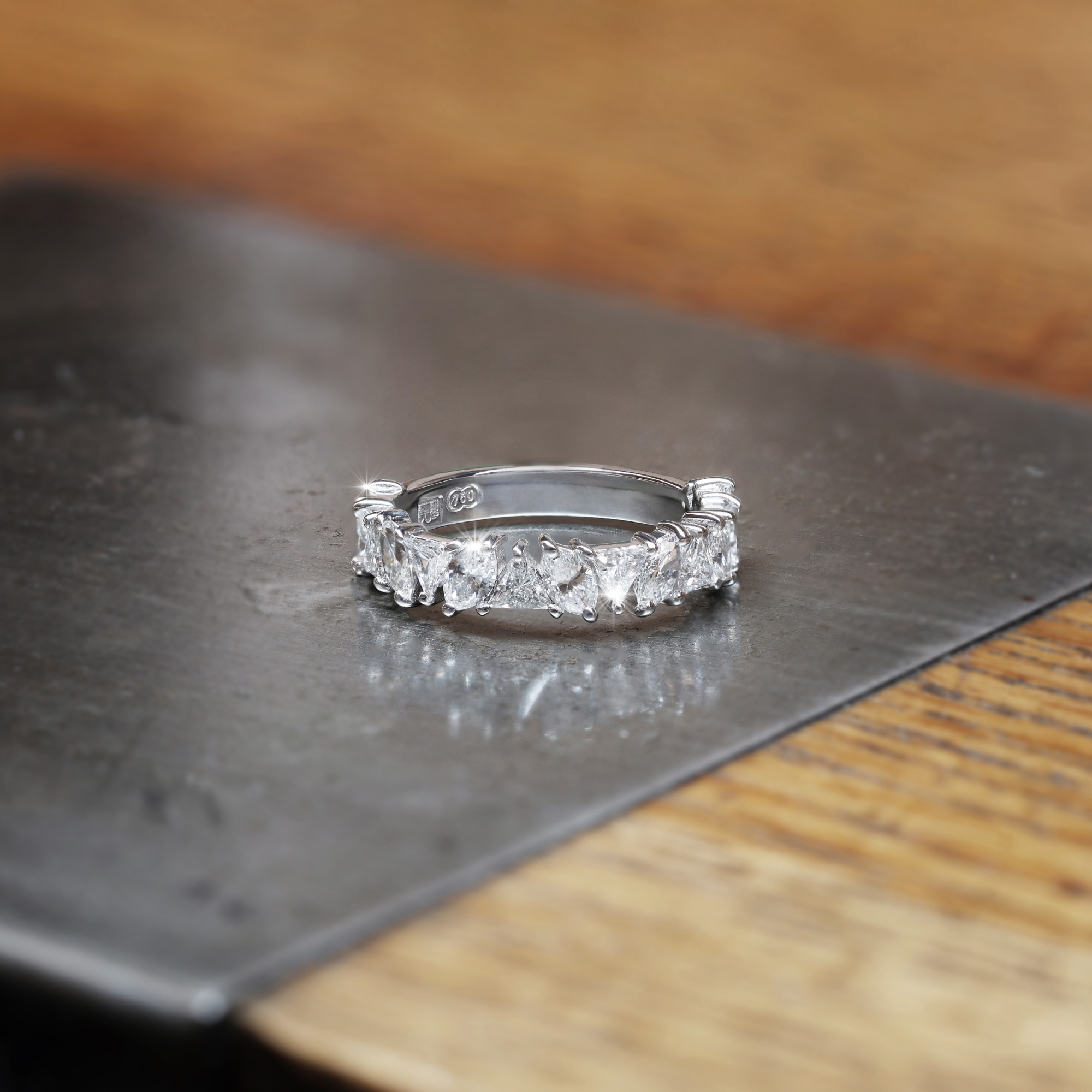 Trilliant Cut & Marquise Cut Diamond Ring - 18ct White Gold