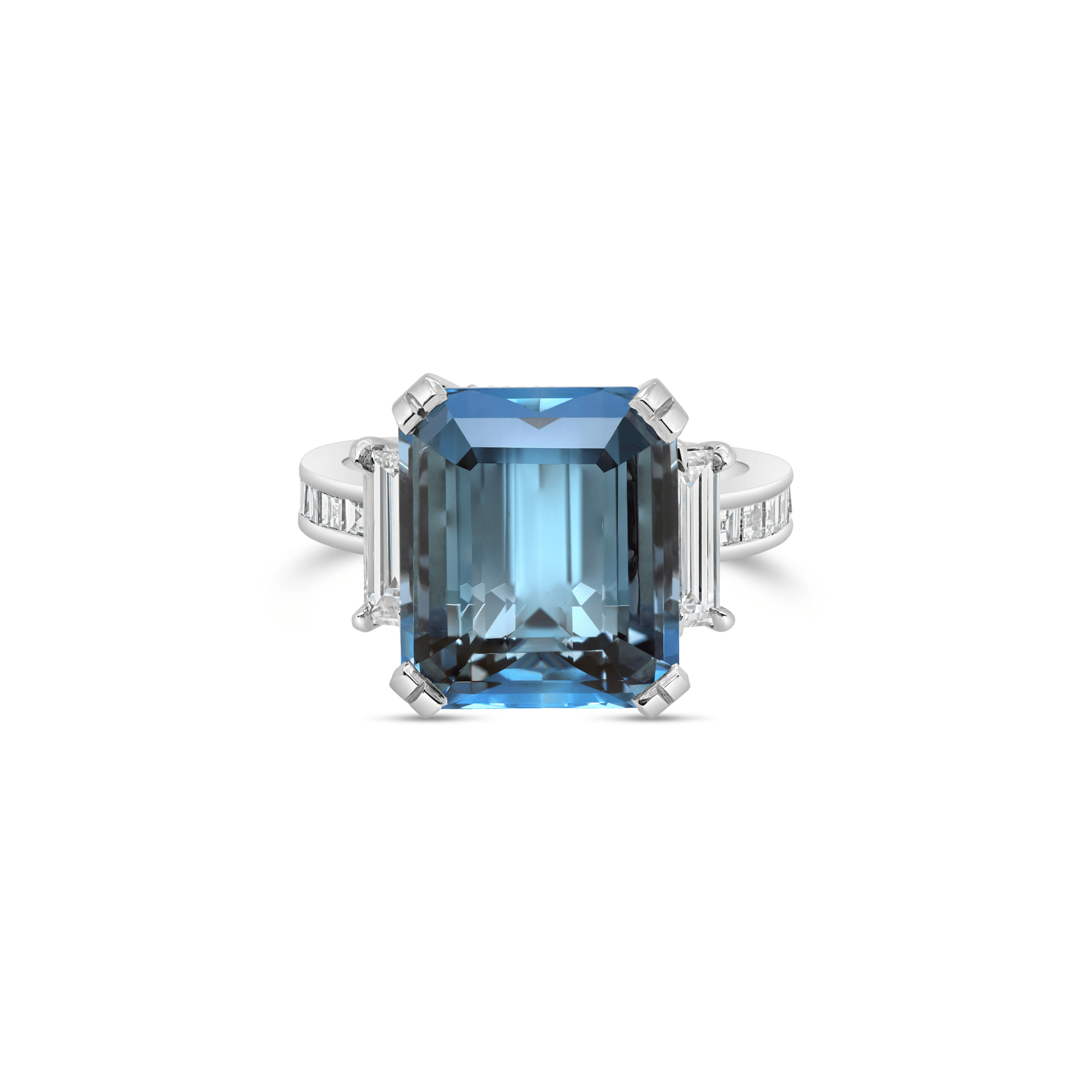 Aquamarine and diamond cocktail ring