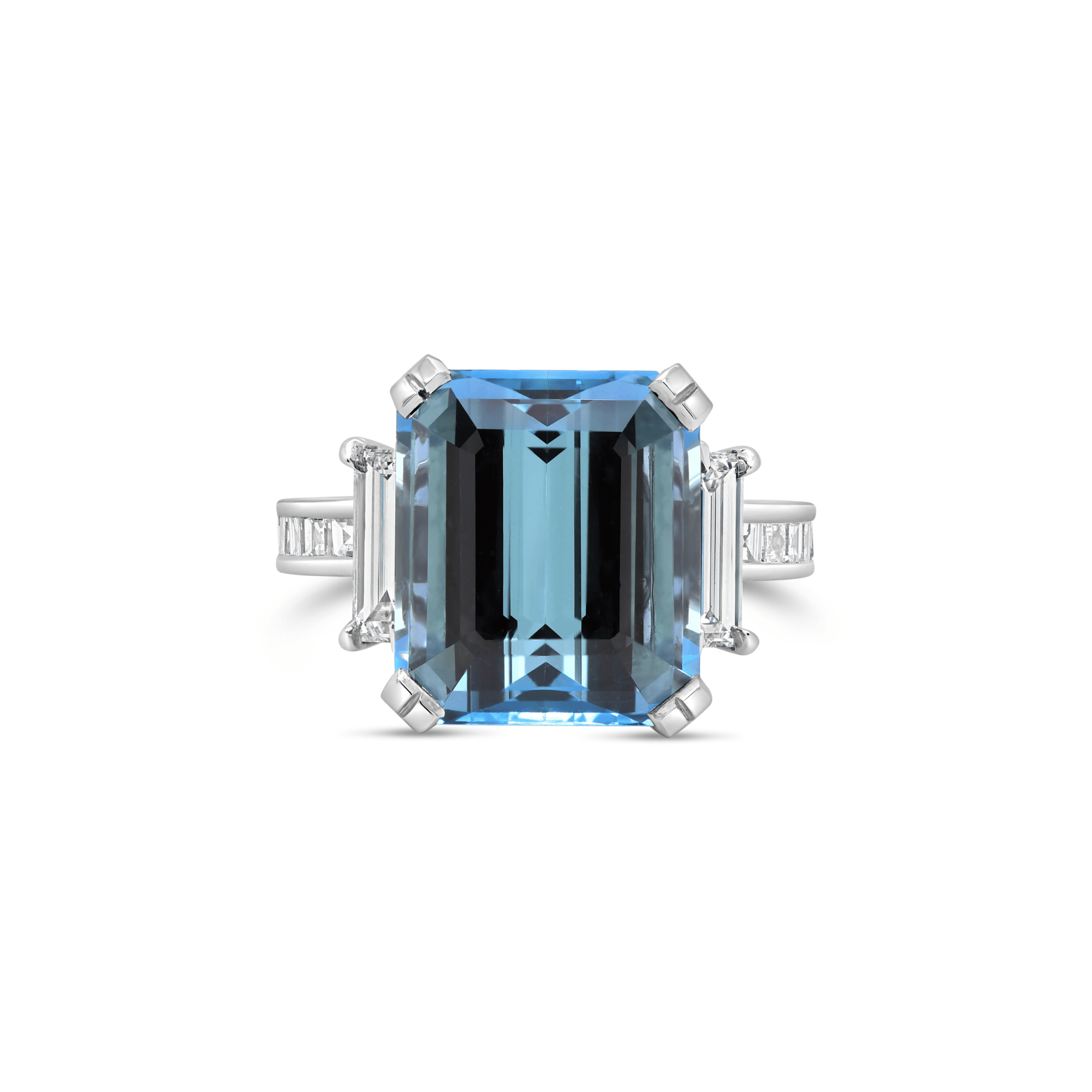 Aquamarine and diamond cocktail ring