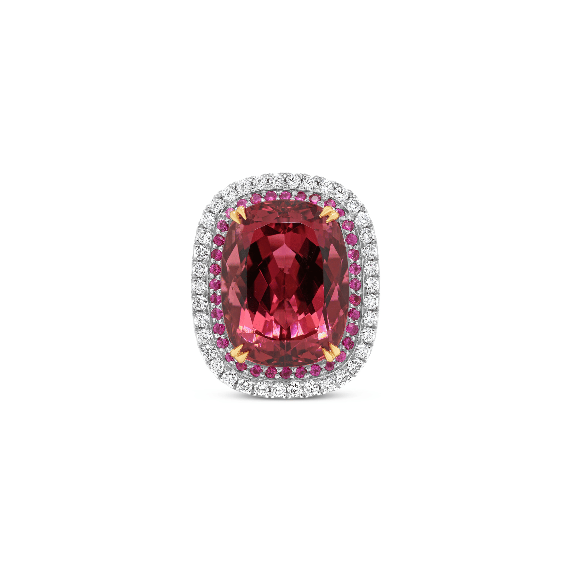 PInk tourmaline pink sapphire and diamond cocktail dress ring