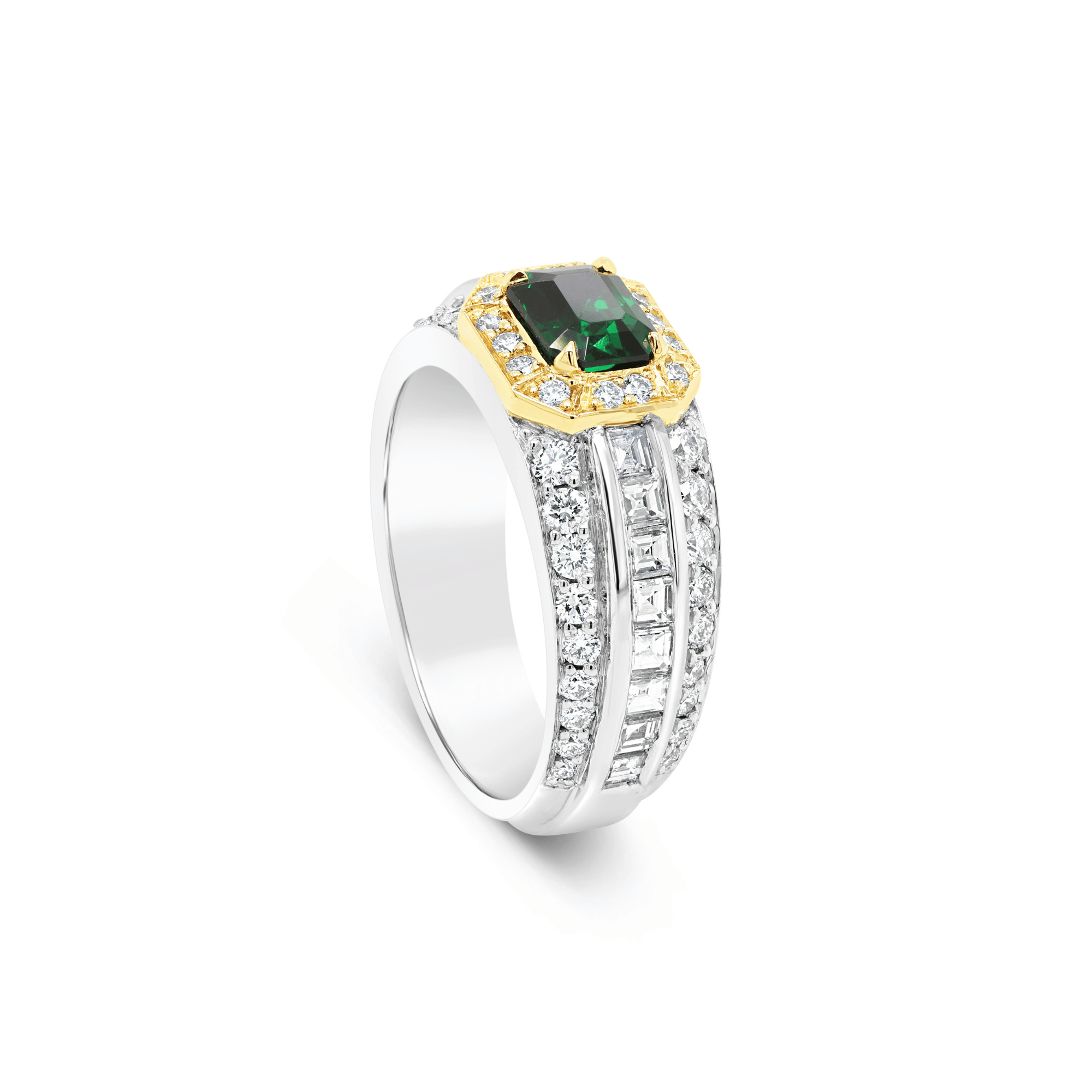 Cushion Cut Green Tourmaline & Diamond Ring