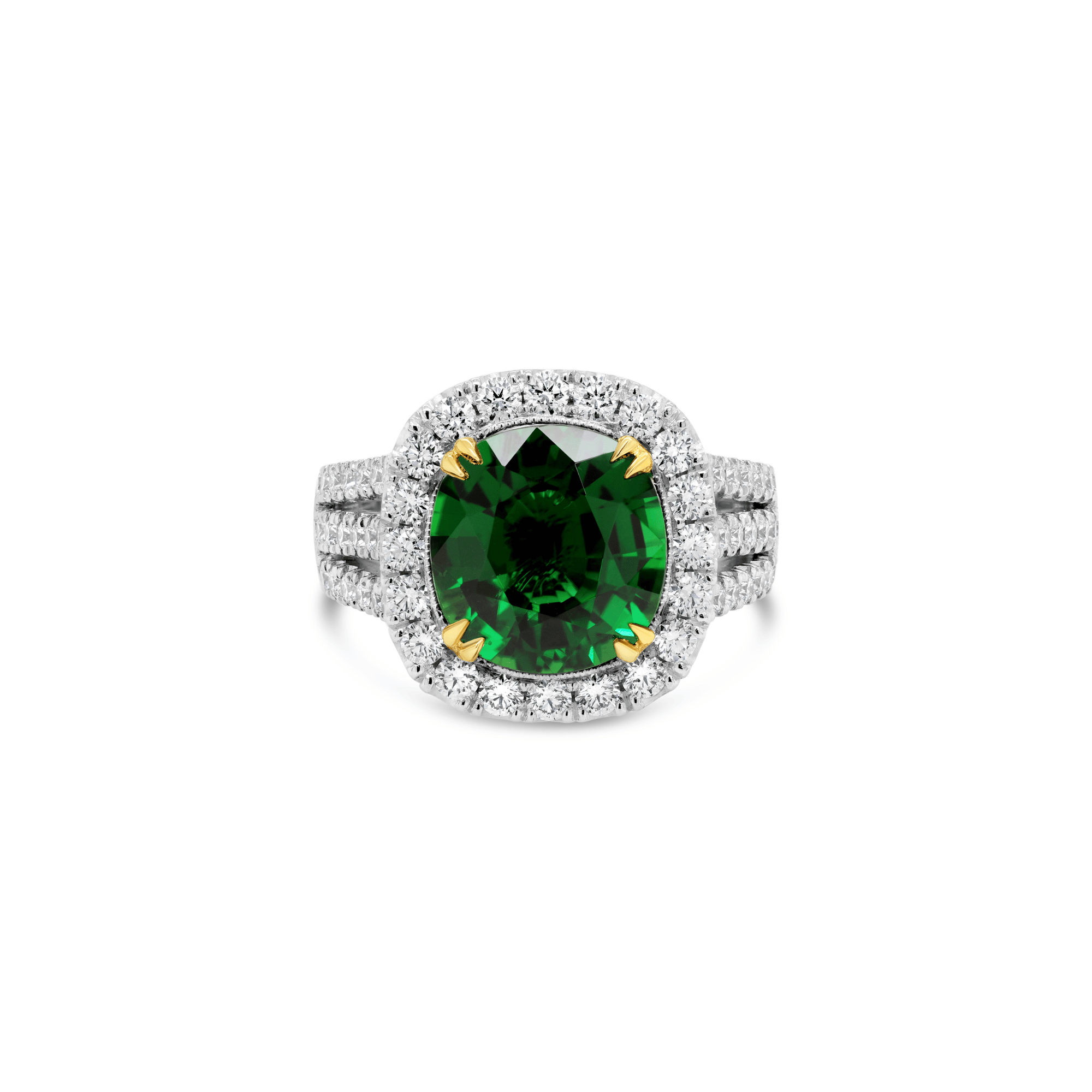 Manhattan Collection Three Row Chrome Green Tourmaline & Diamond Ring