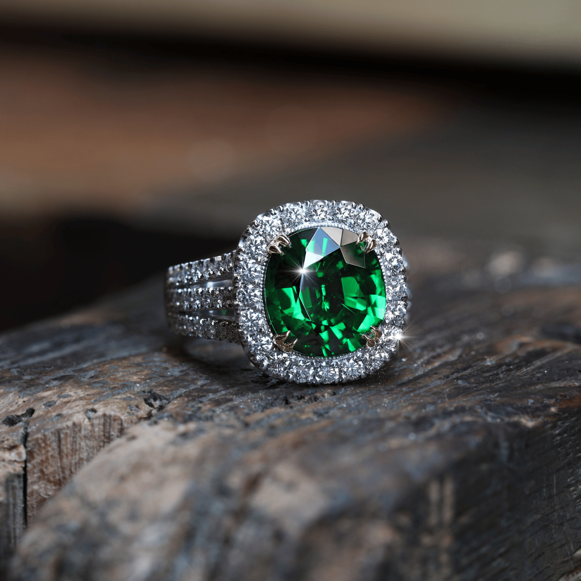 Manhattan Collection Three Row Chrome Green Tourmaline & Diamond Ring