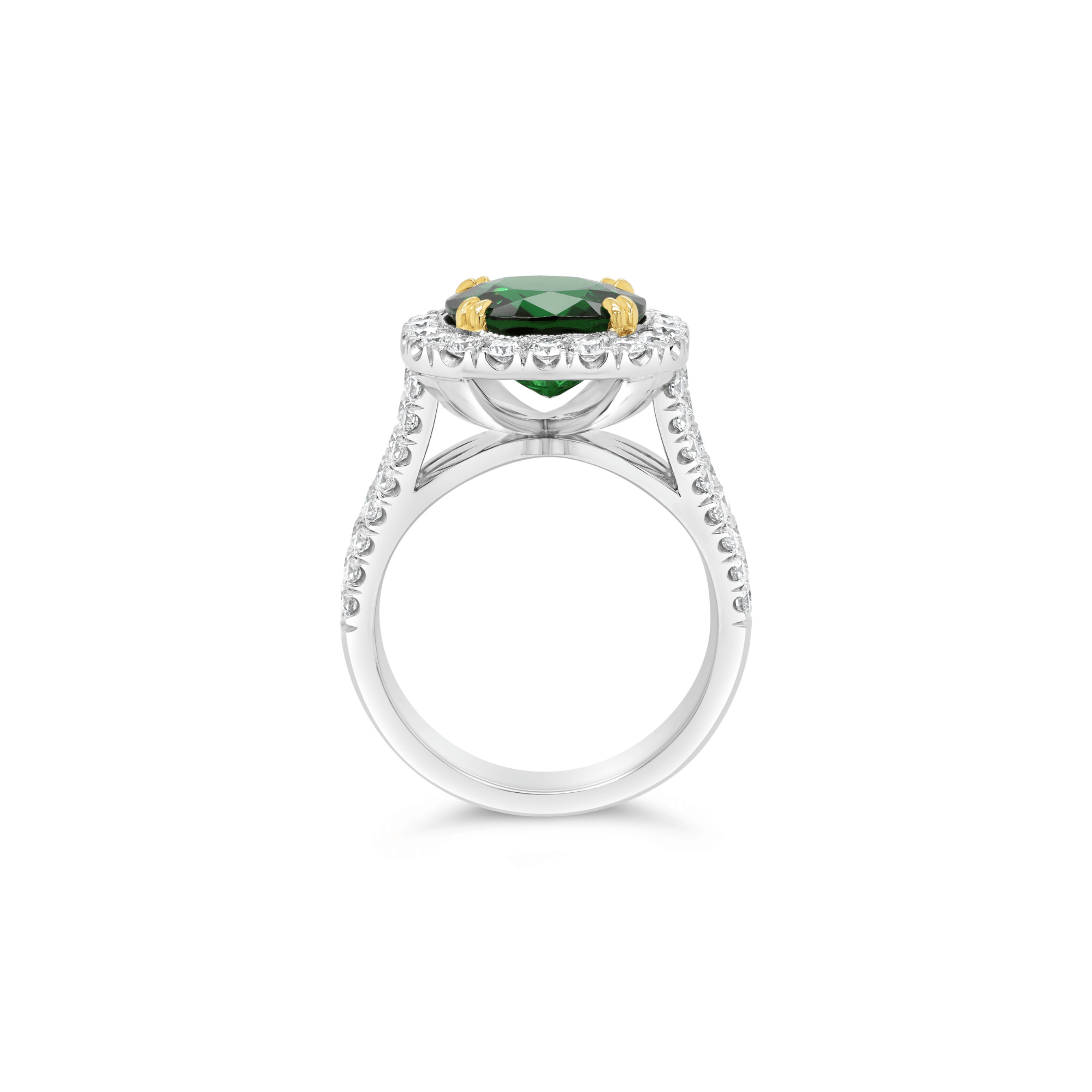 Manhattan Collection Three Row Chrome Green Tourmaline & Diamond Ring