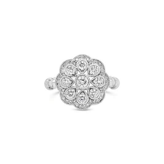 Deco Daisy Diamond Ring - 18ct White Gold