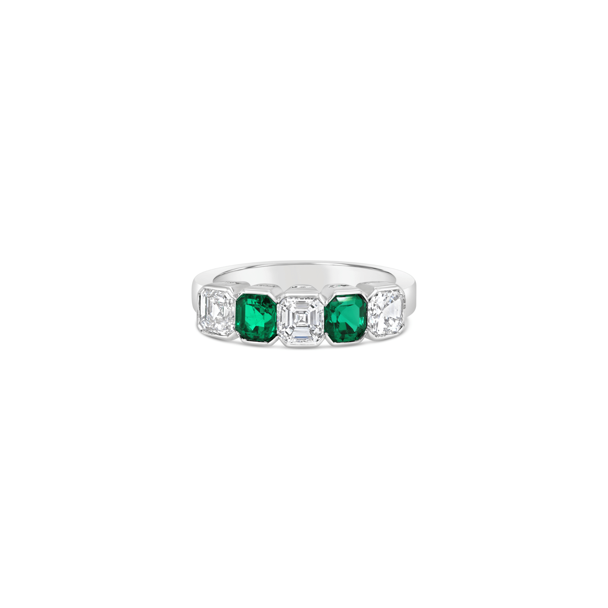 Colombian Emerald & Asscher Cut Diamond Ring