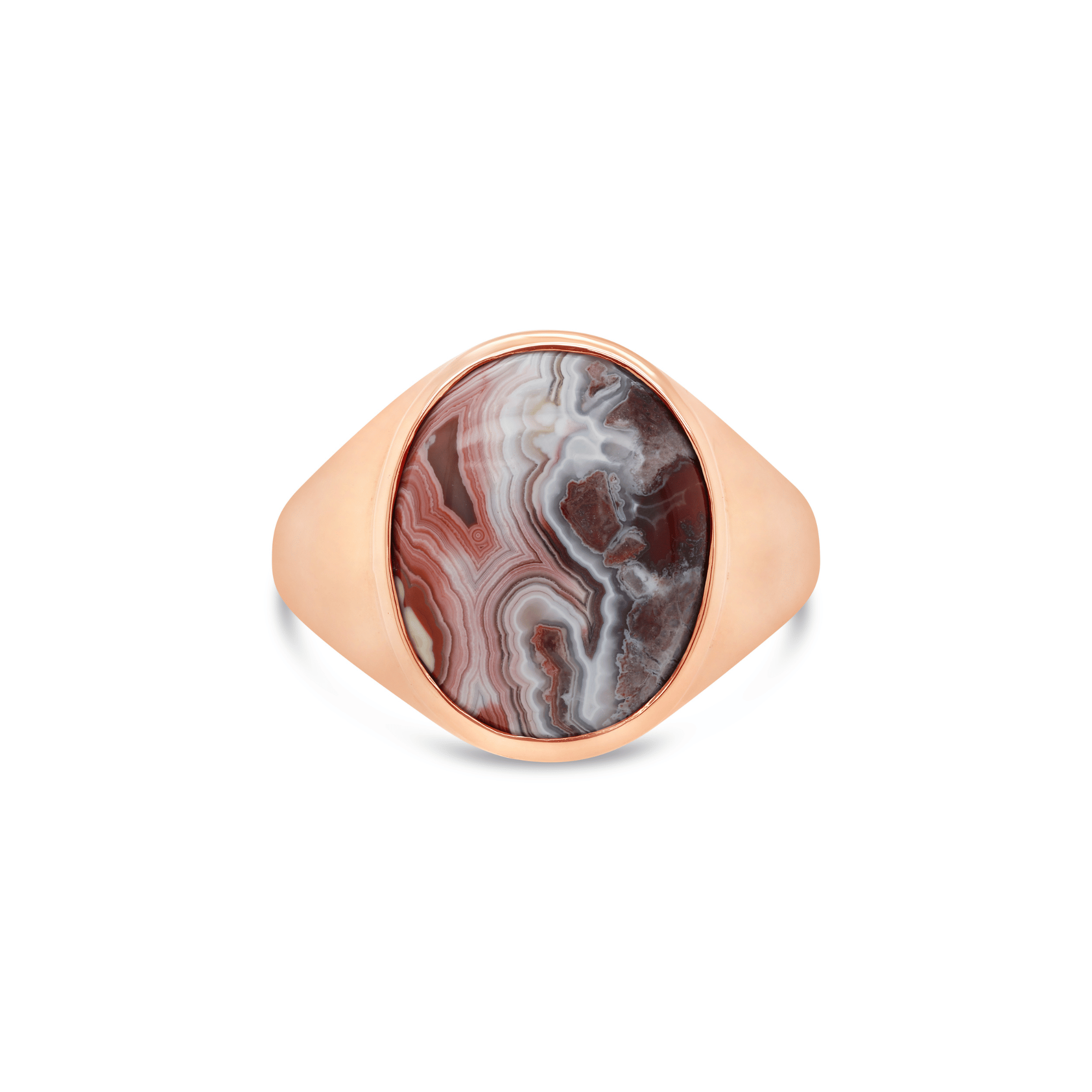 Agate Gemstone & Rose Gold Signet Ring