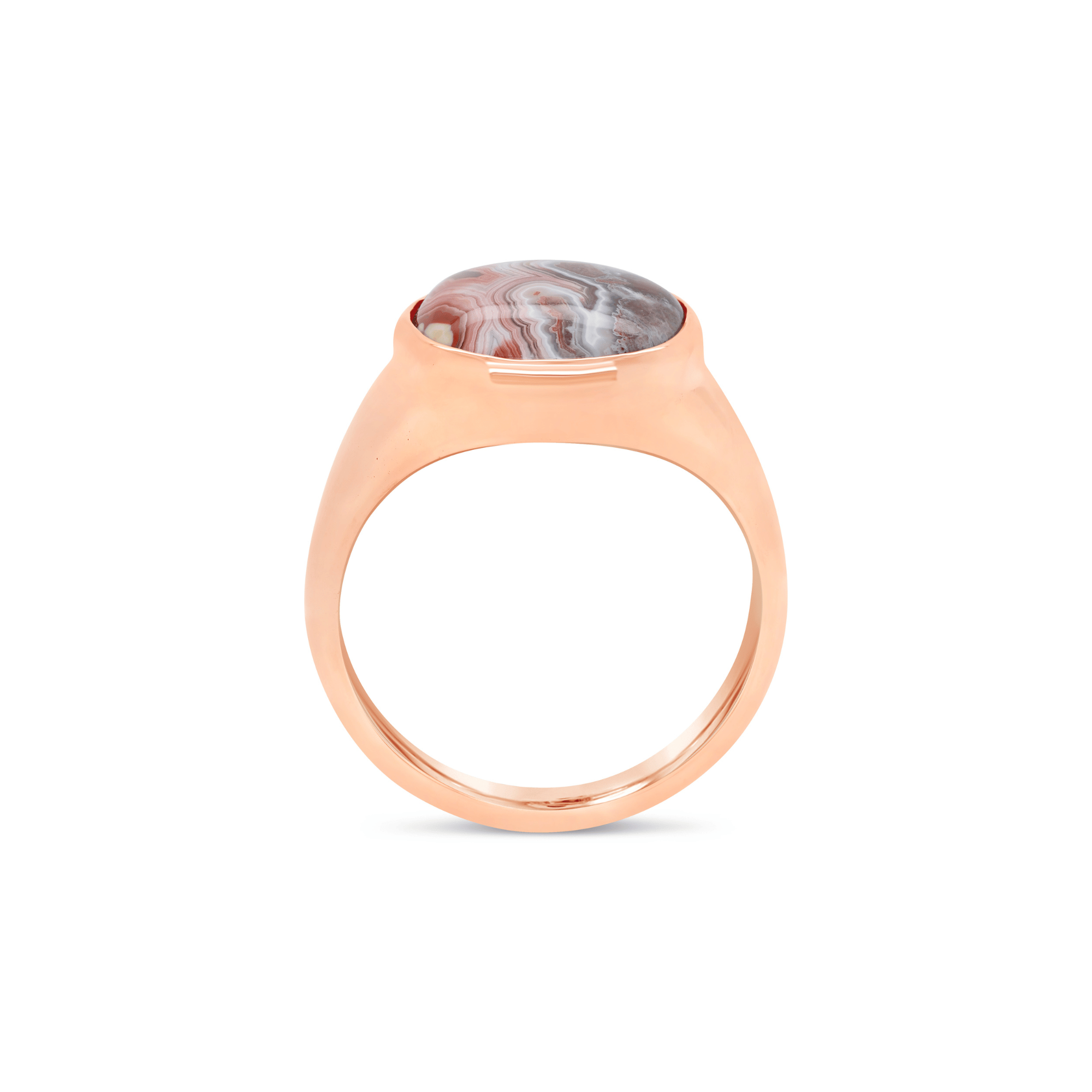 Agate Gemstone & Rose Gold Signet Ring