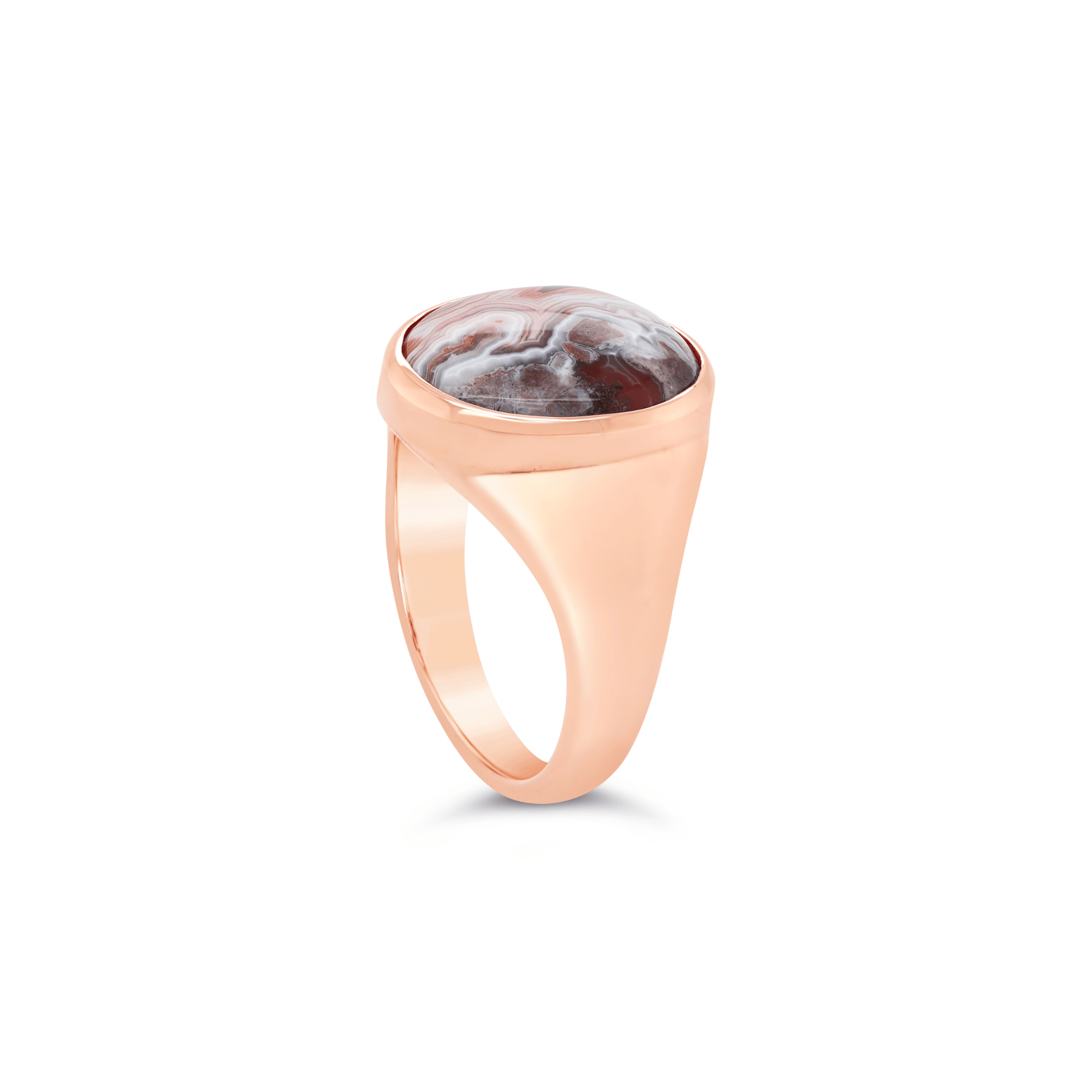 Agate Gemstone & Rose Gold Signet Ring