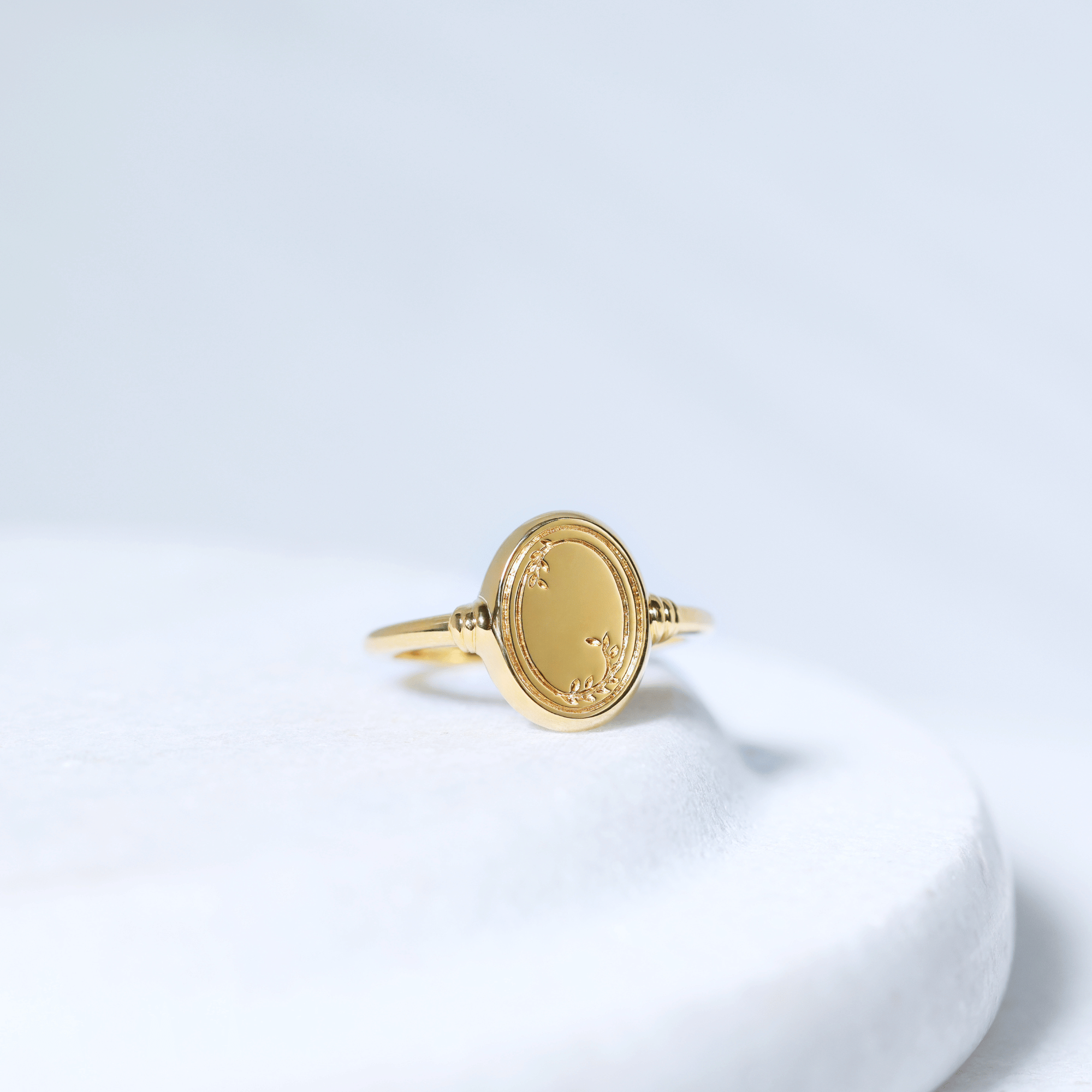 Mini Oval Initial Signet Ring 