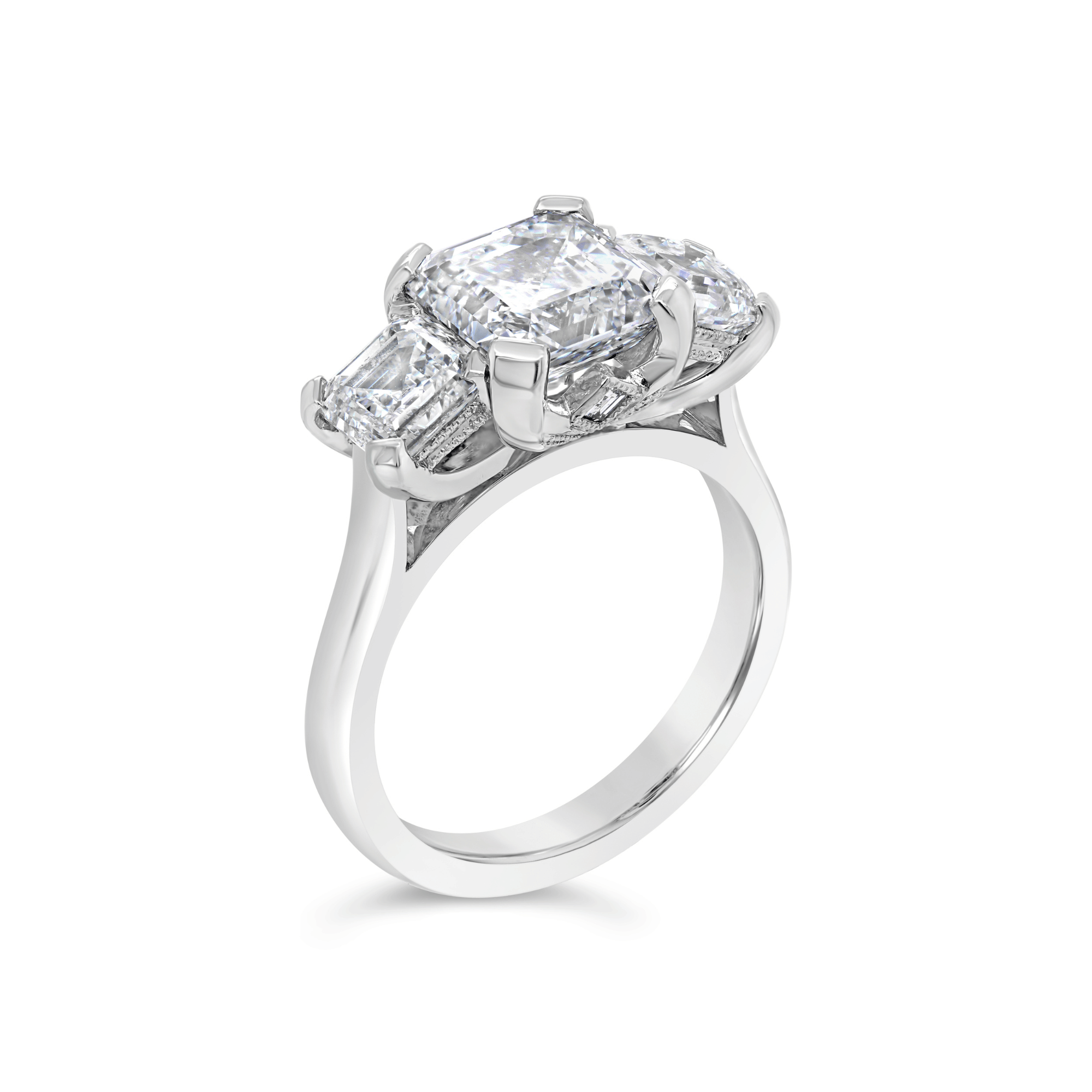 Signature Assher Cut Three Stone Engagement Ring