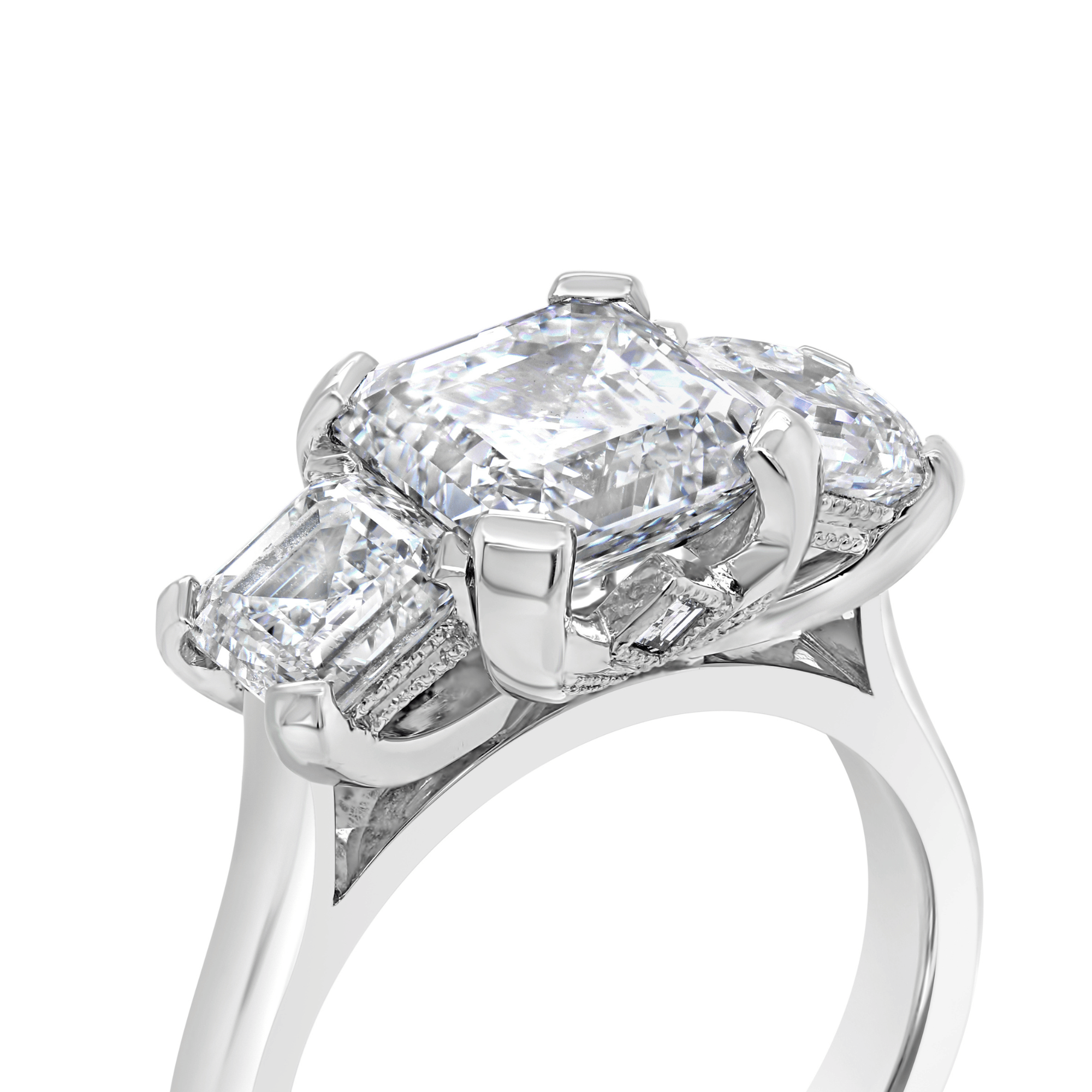 Signature Assher Cut Three Stone Engagement Ring