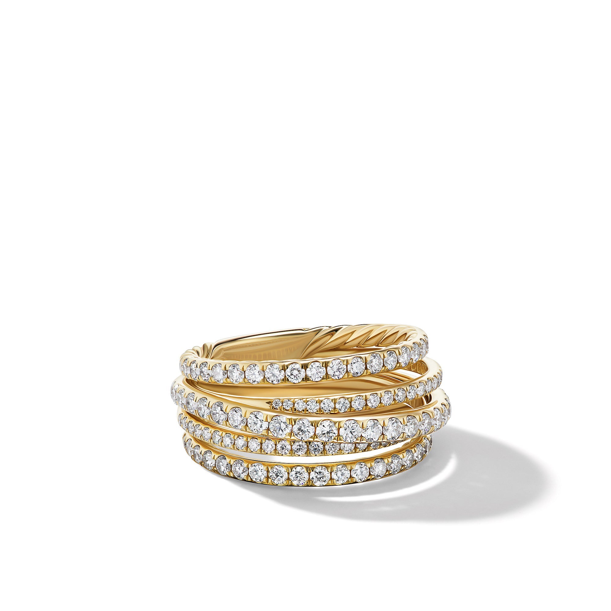 Pavé Crossover Ring in 18K Yellow Gold with Diamonds