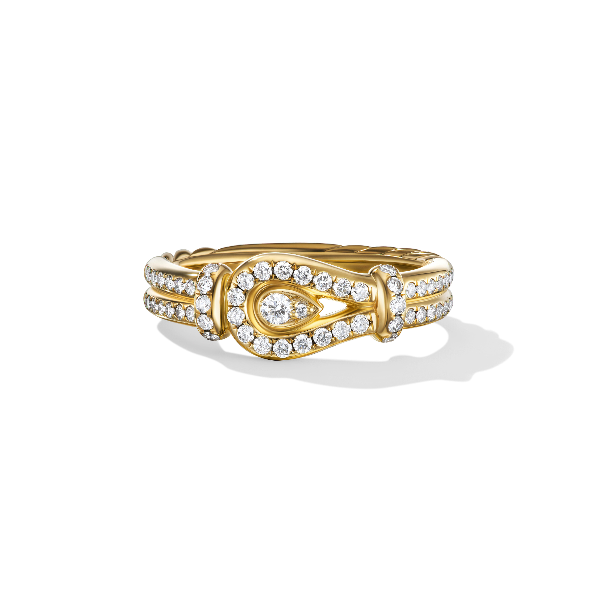 Thoroughbred Loop Ring in 18K Yellow Gold with Full Pavé Diamonds