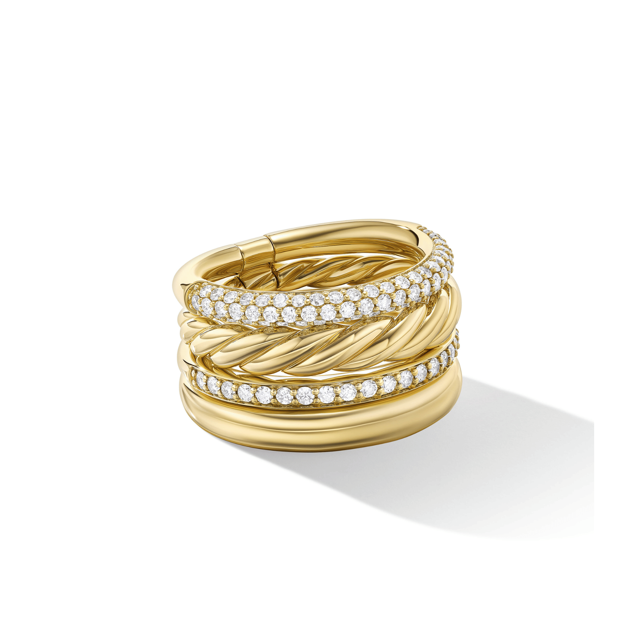 DY Mercer™ Multi Row Ring in 18ct Yellow Gold with Diamonds
